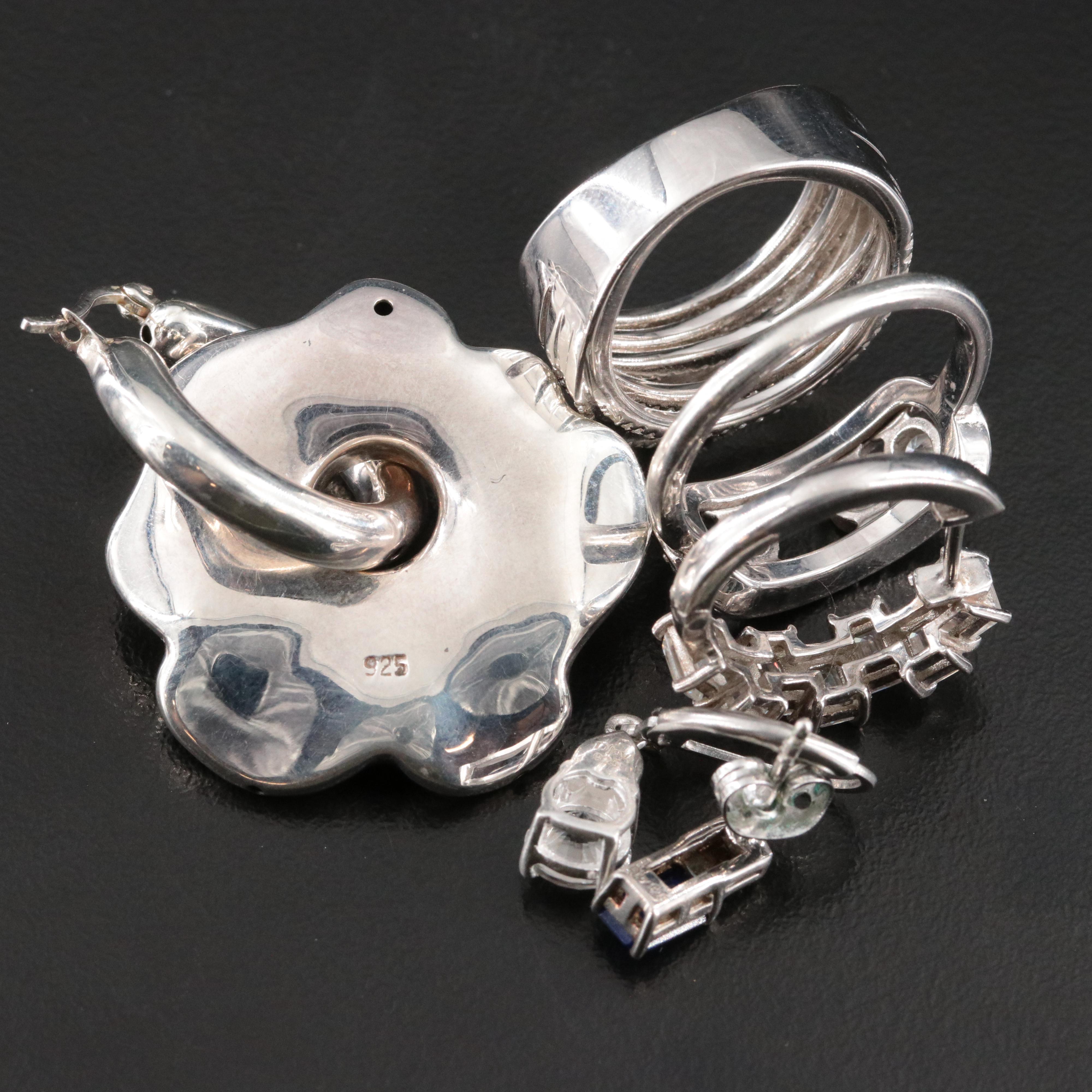 Sterling Jewelry Collection Including CZ and Sapphires