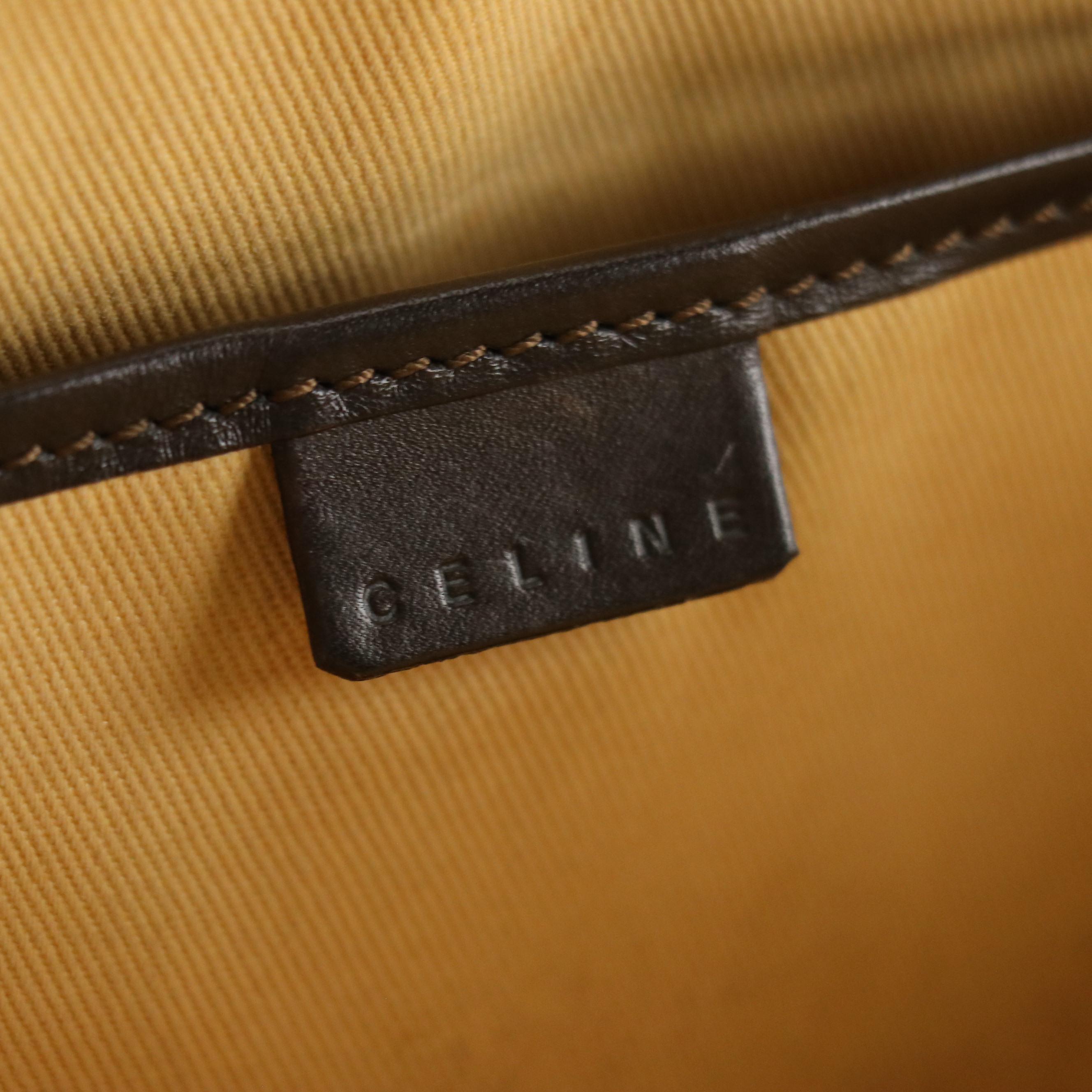 Celine Zip Around Boston Bag in Brown C Macadam Canvas and Leather Trim