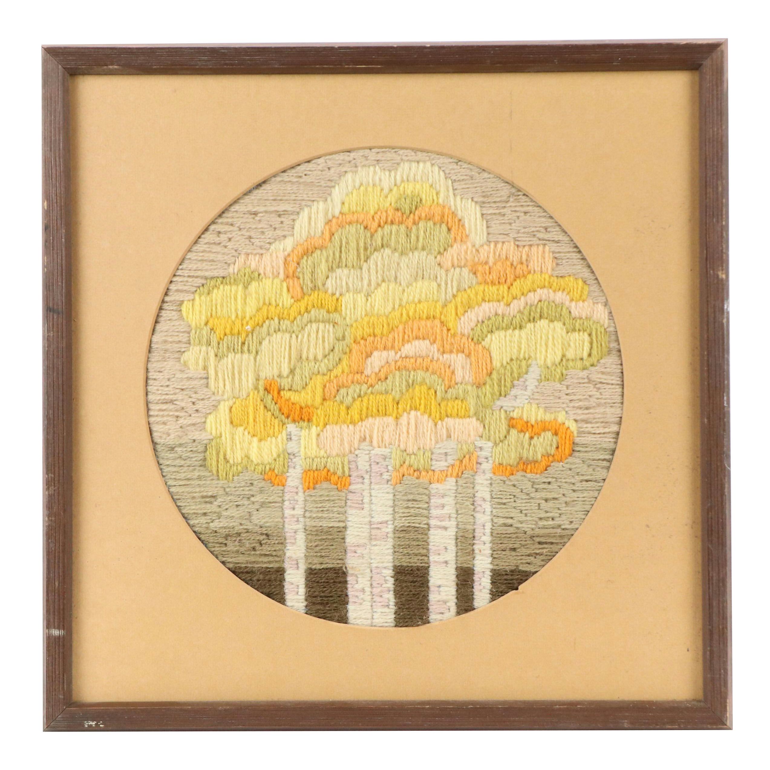 Yarn Embroidery of Autumnal Birch Trees