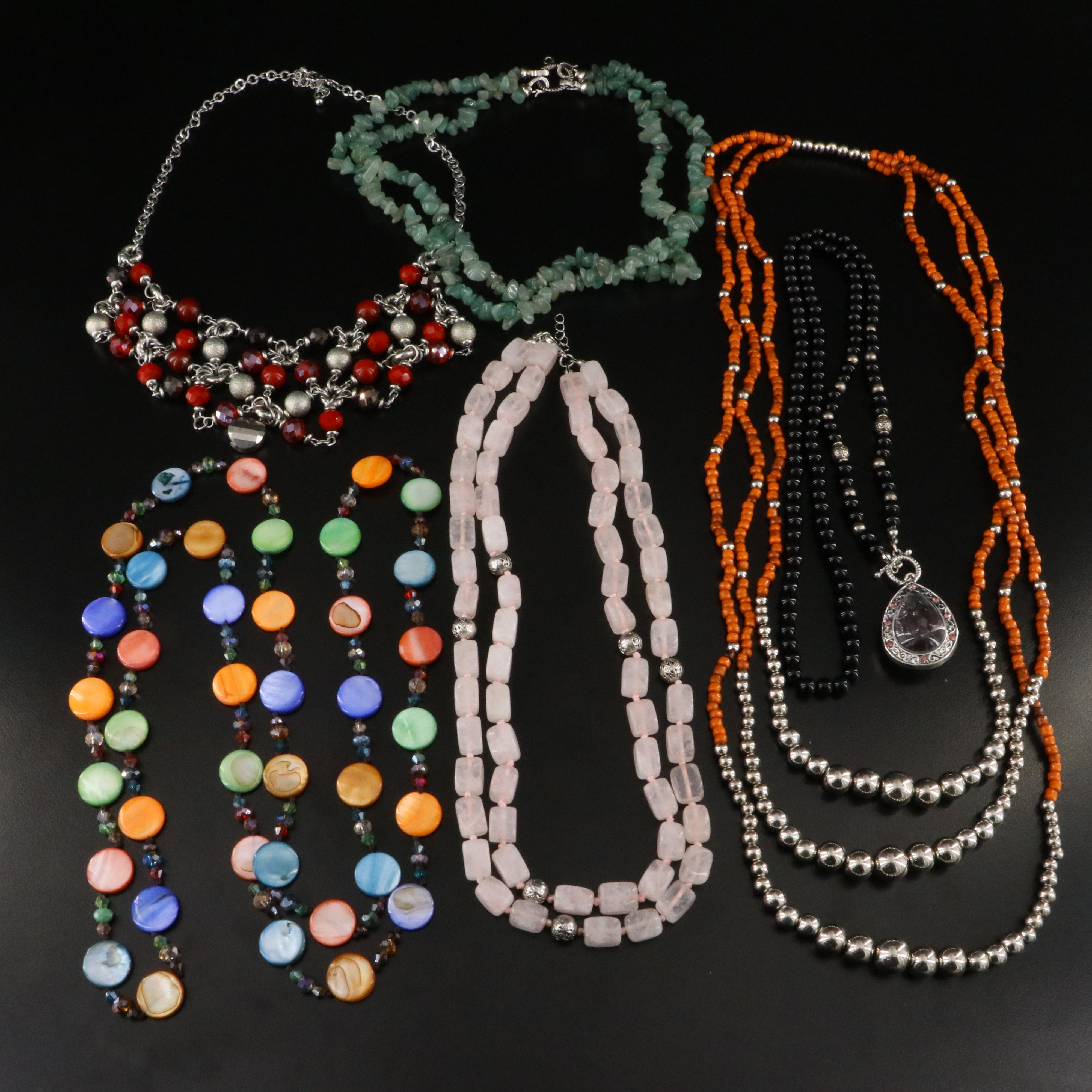 Rose Quartz, Mother-of-Pearl and Aventurine Featured in Necklace Collection