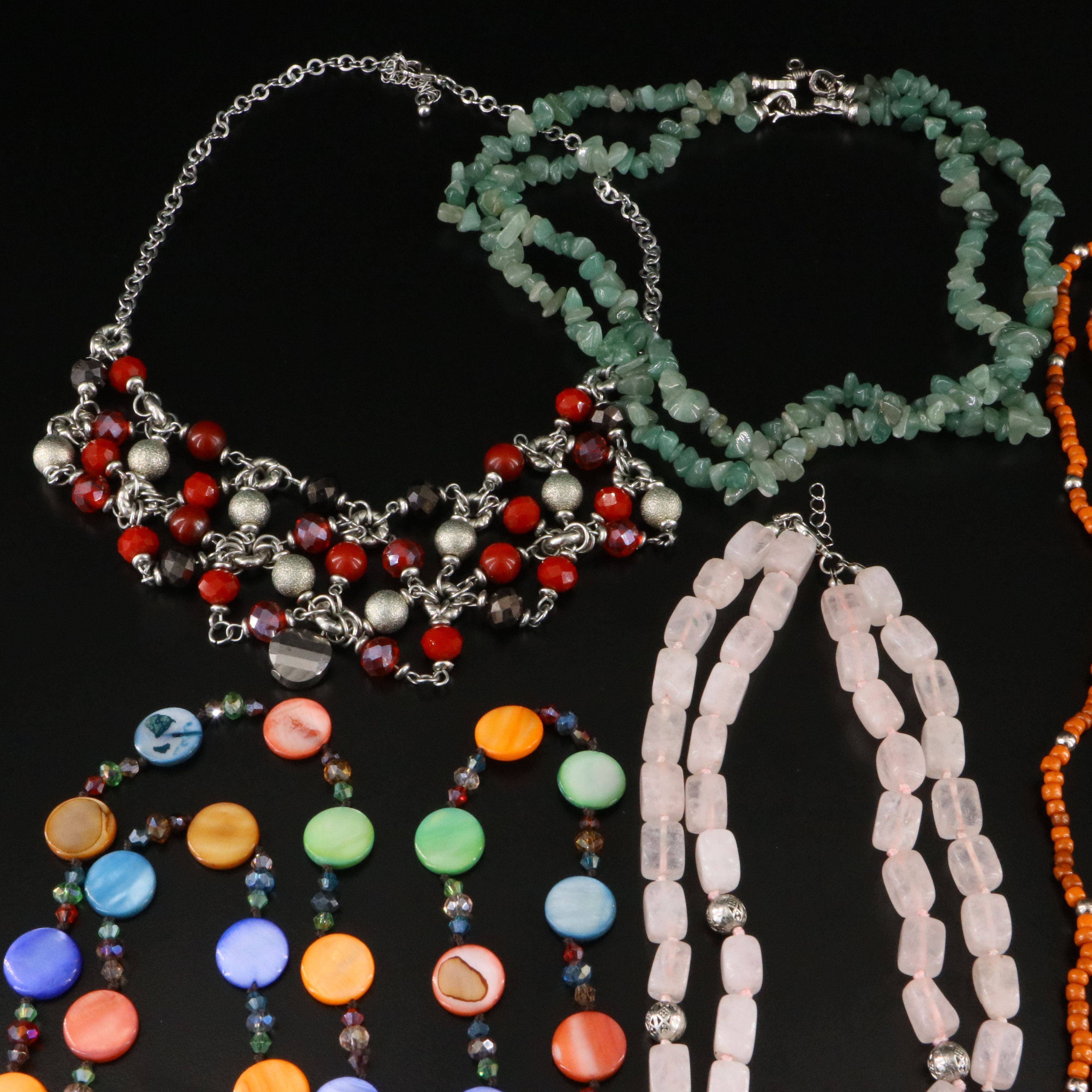 Rose Quartz, Mother-of-Pearl and Aventurine Featured in Necklace Collection