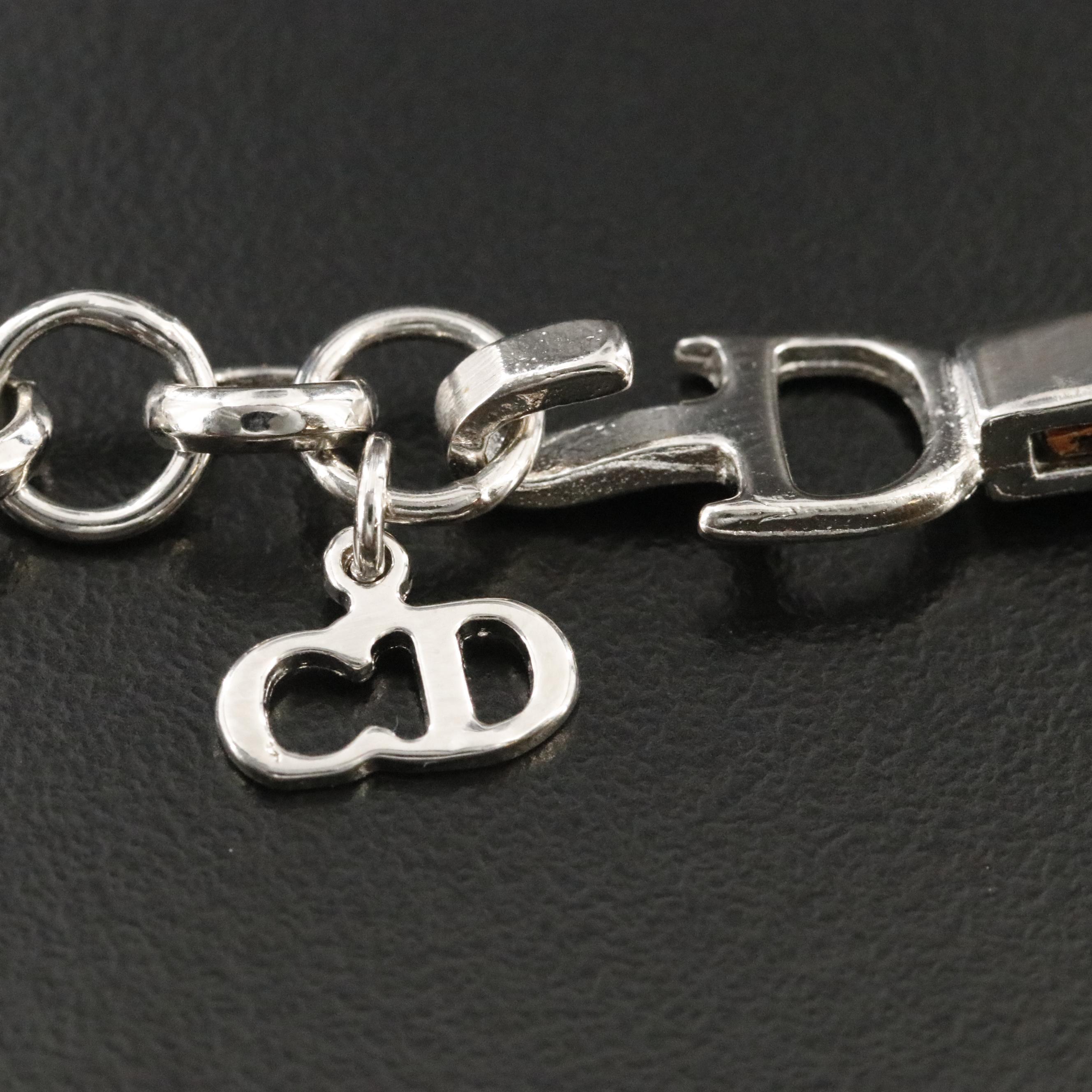 Christian Dior CD Faux Leather Bow Necklace