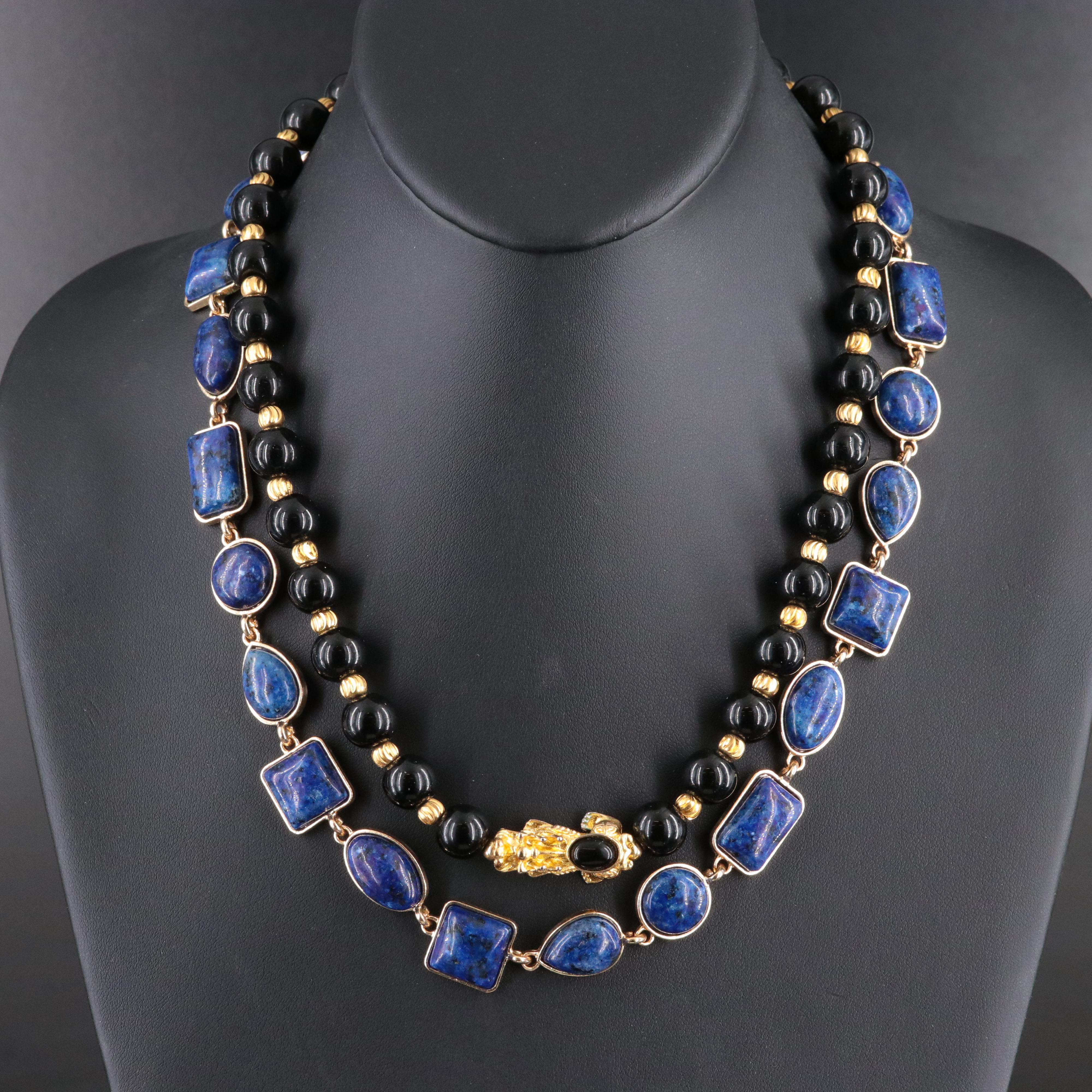 Lapis Lazuli and Pixiu Black Onyx Necklaces