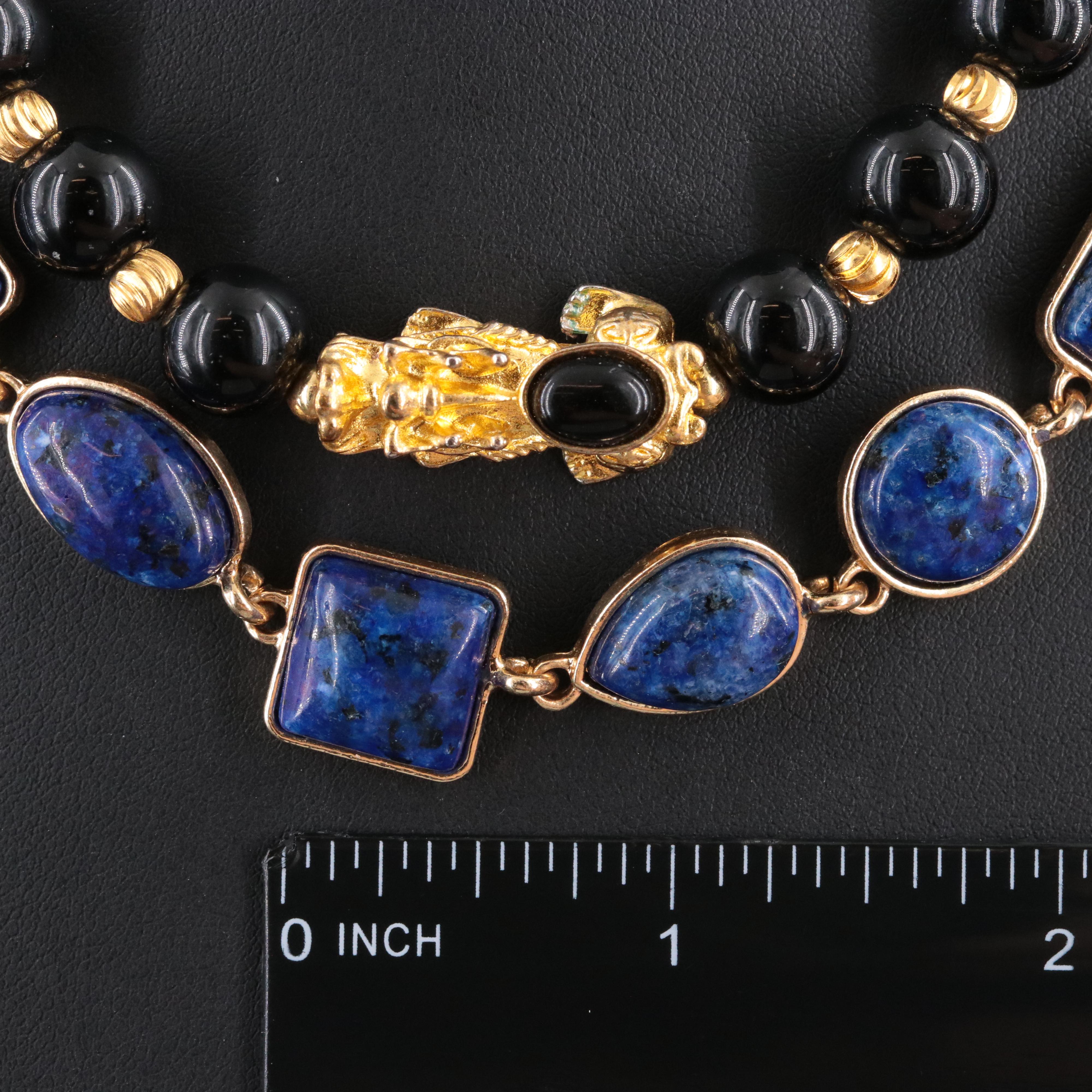 Lapis Lazuli and Pixiu Black Onyx Necklaces