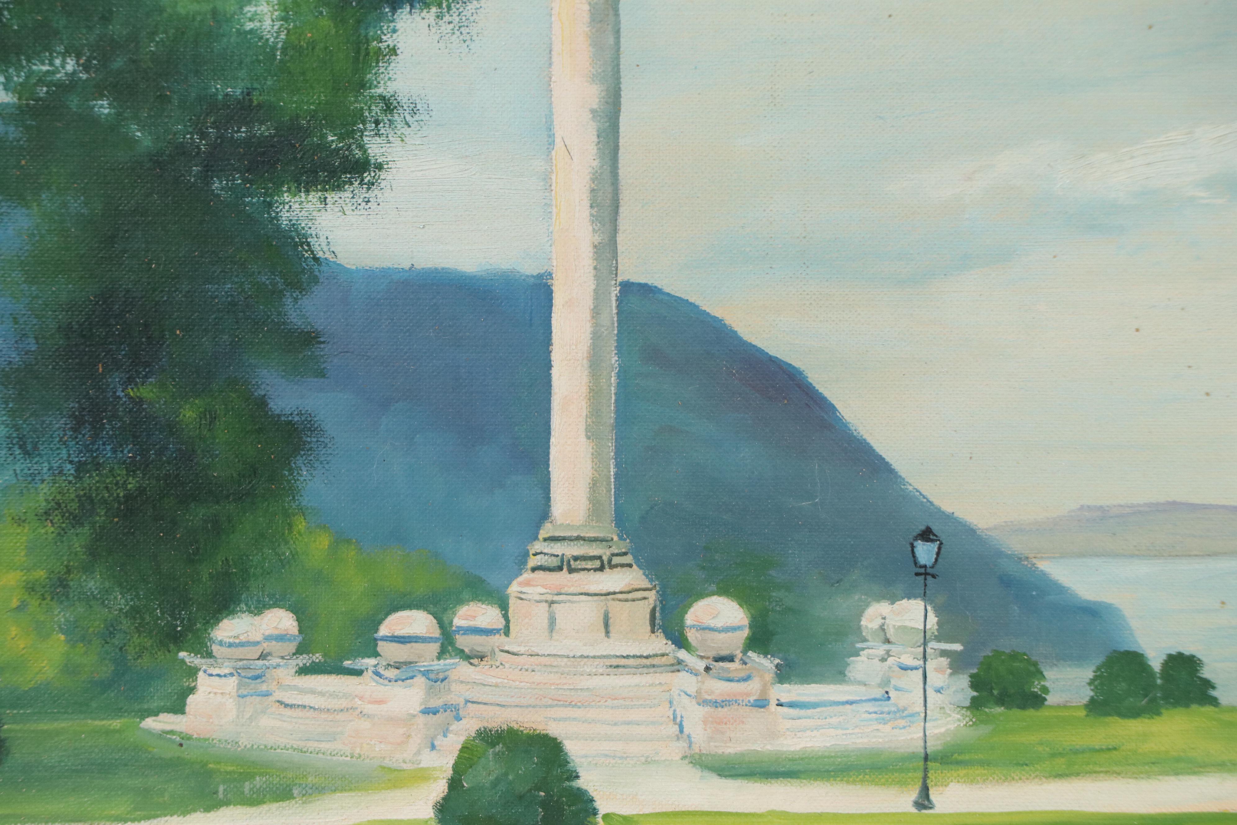 Madeleine Laliberté Oil Painting of Battle Monument, Mid-20th Century