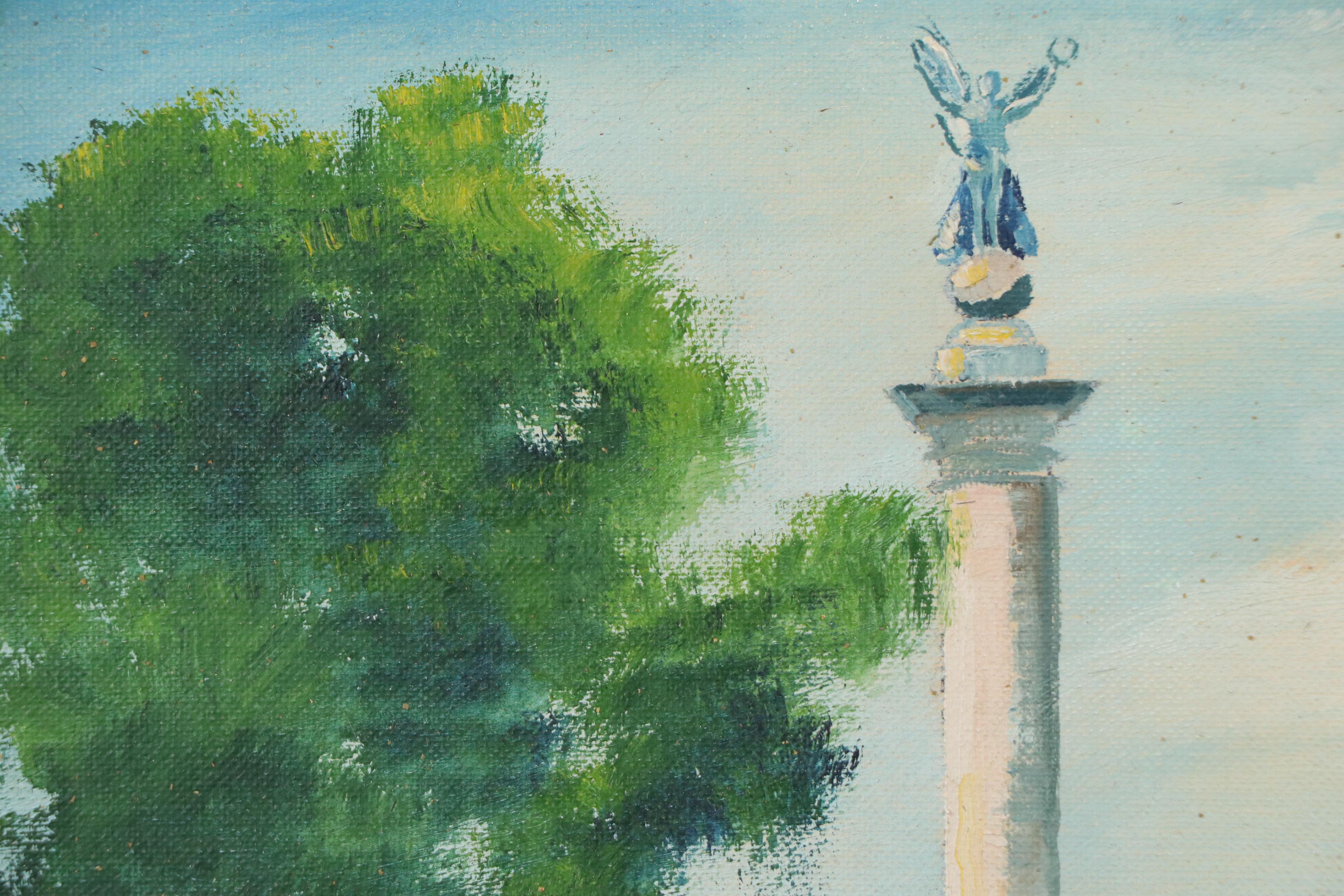 Madeleine Laliberté Oil Painting of Battle Monument, Mid-20th Century