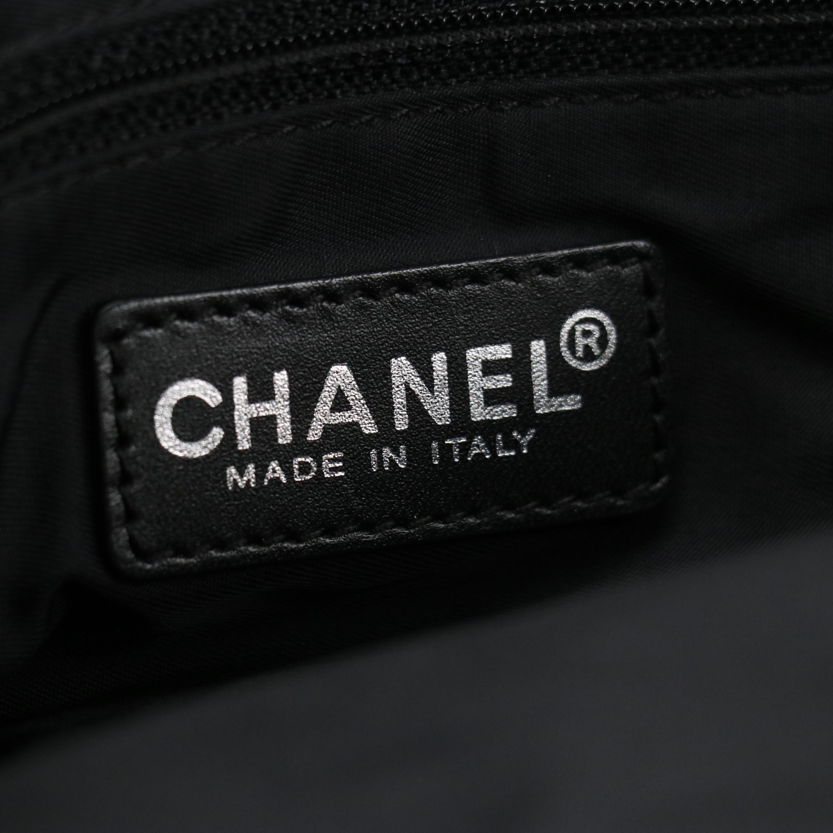 Chanel Travel Ligne Shoulder Tote in Black CC Nylon Jacquard with Leather Trim