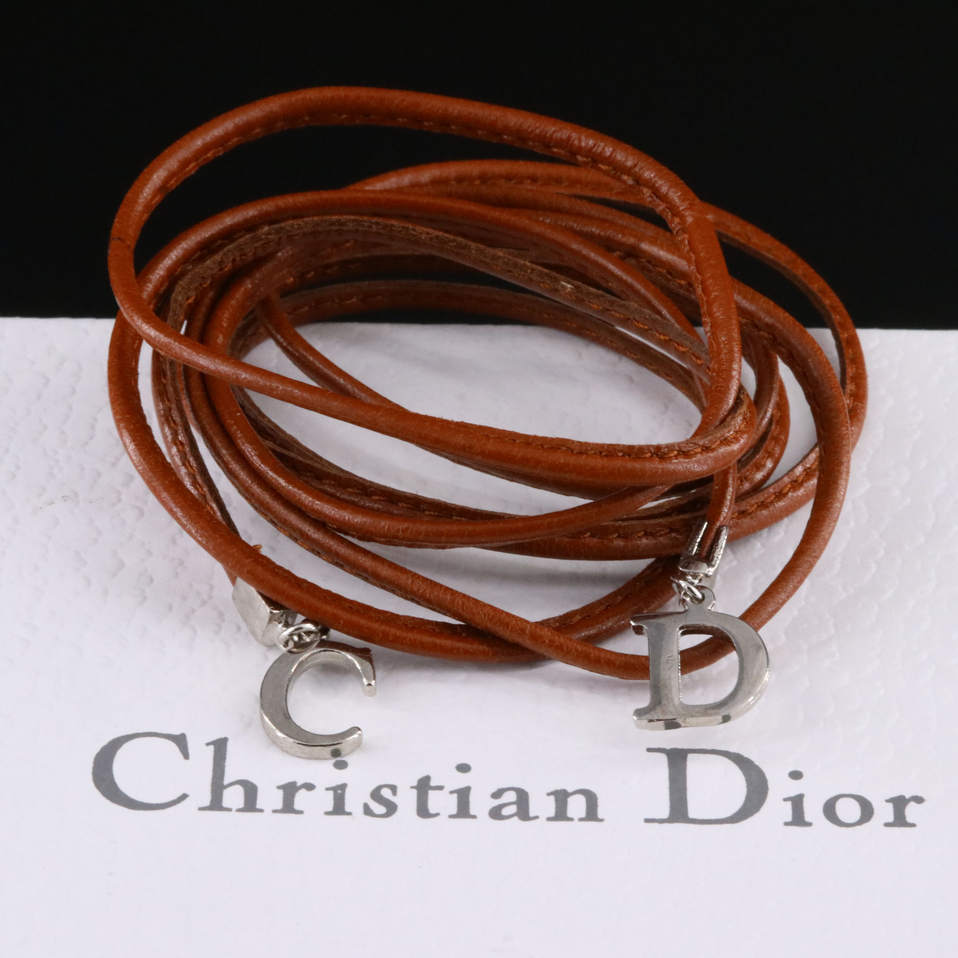Christian Dior CD Faux Leather Wrist Wrap Bracelet or Necklace