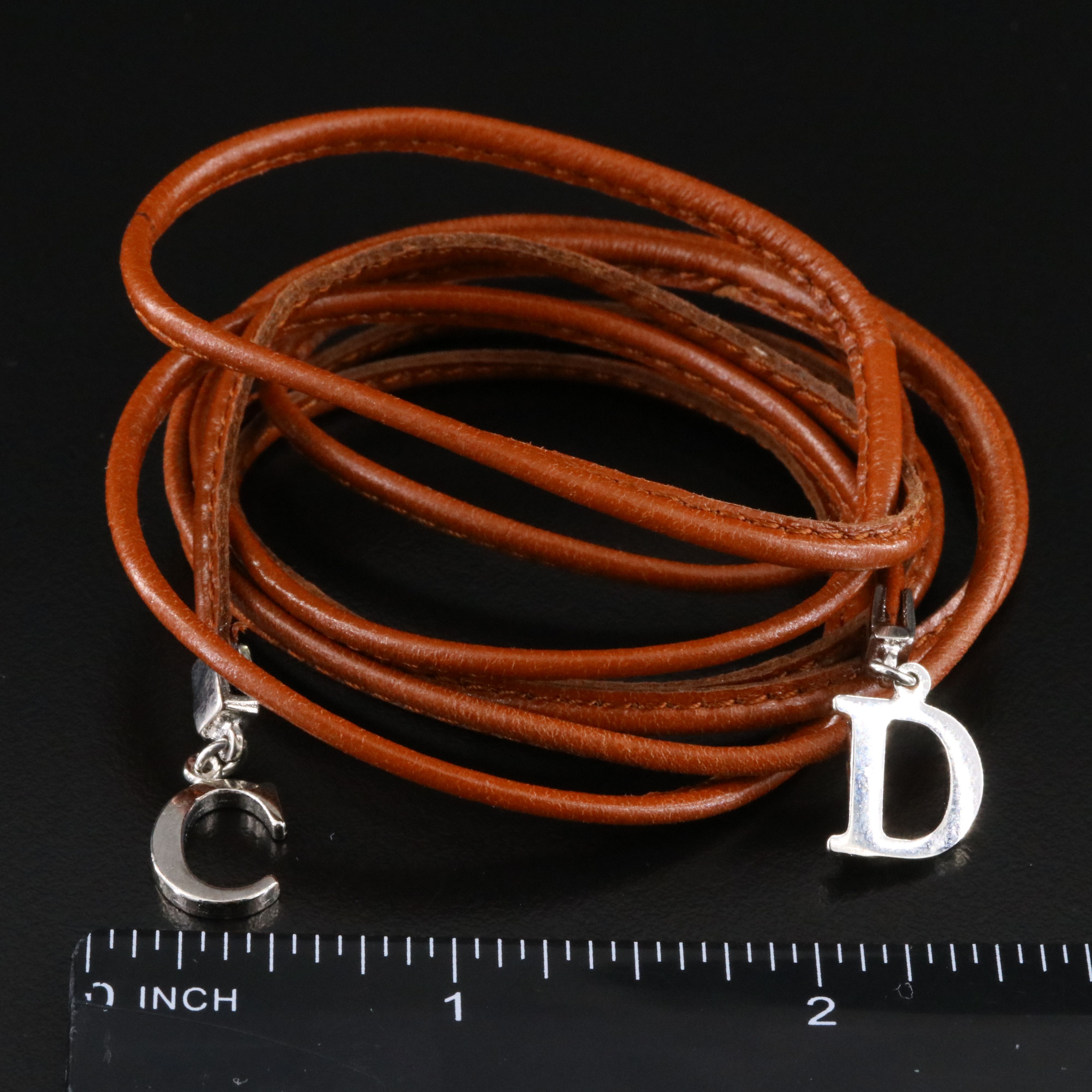 Christian Dior CD Faux Leather Wrist Wrap Bracelet or Necklace