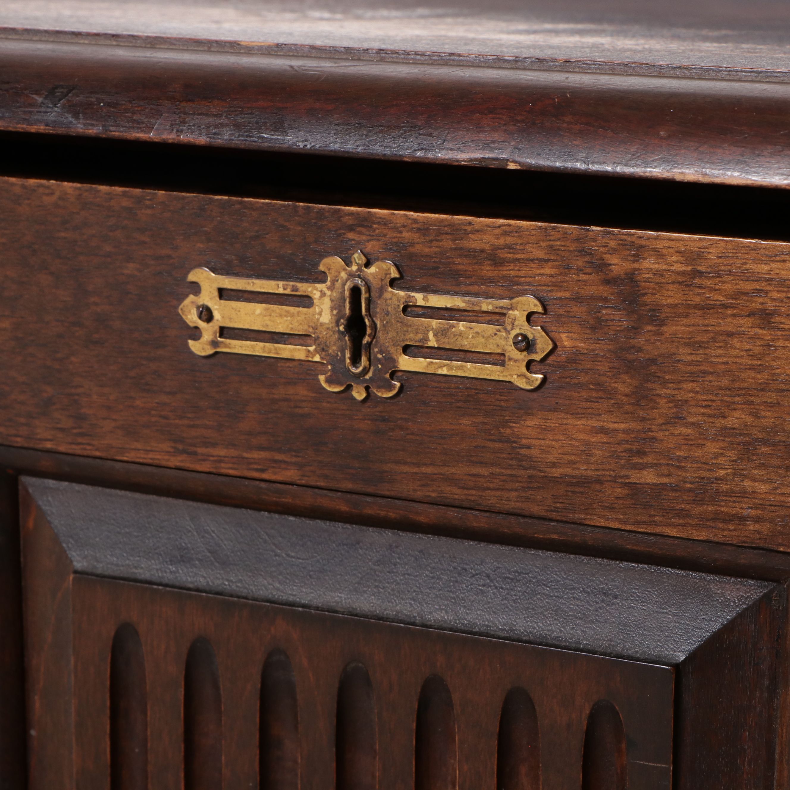 English Style Oak Coffered Front Cedar Lined Chest