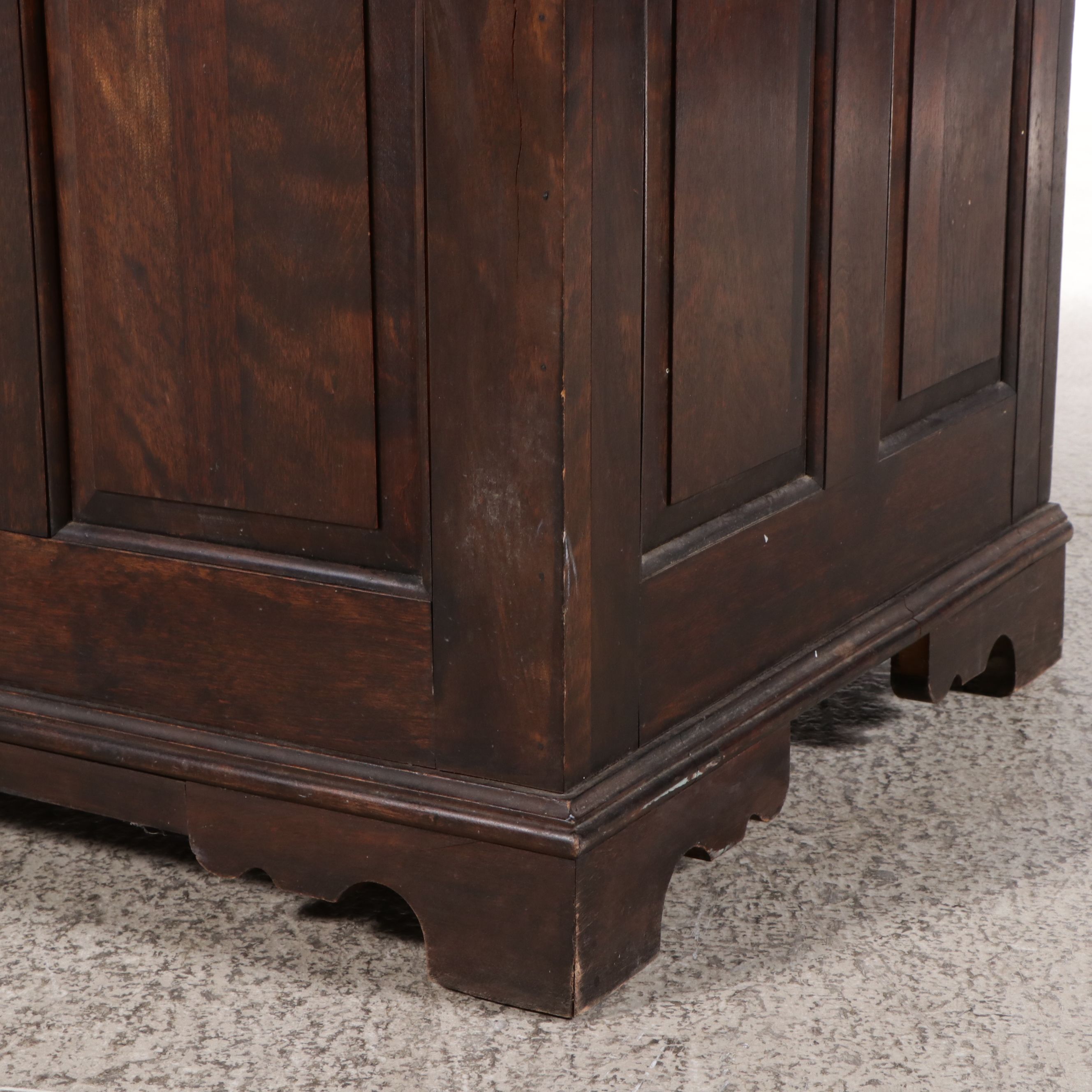 English Style Oak Coffered Front Cedar Lined Chest