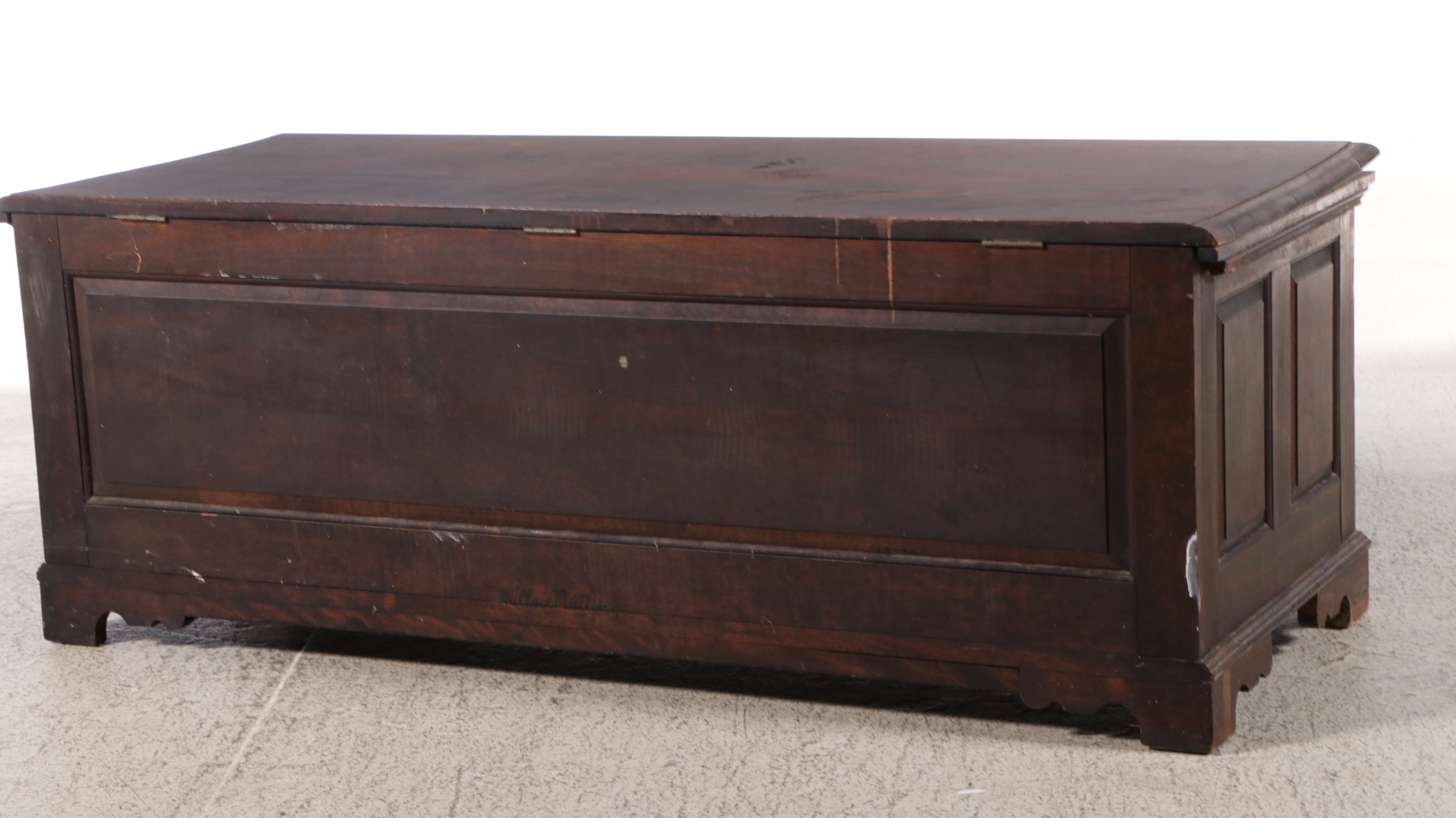 English Style Oak Coffered Front Cedar Lined Chest