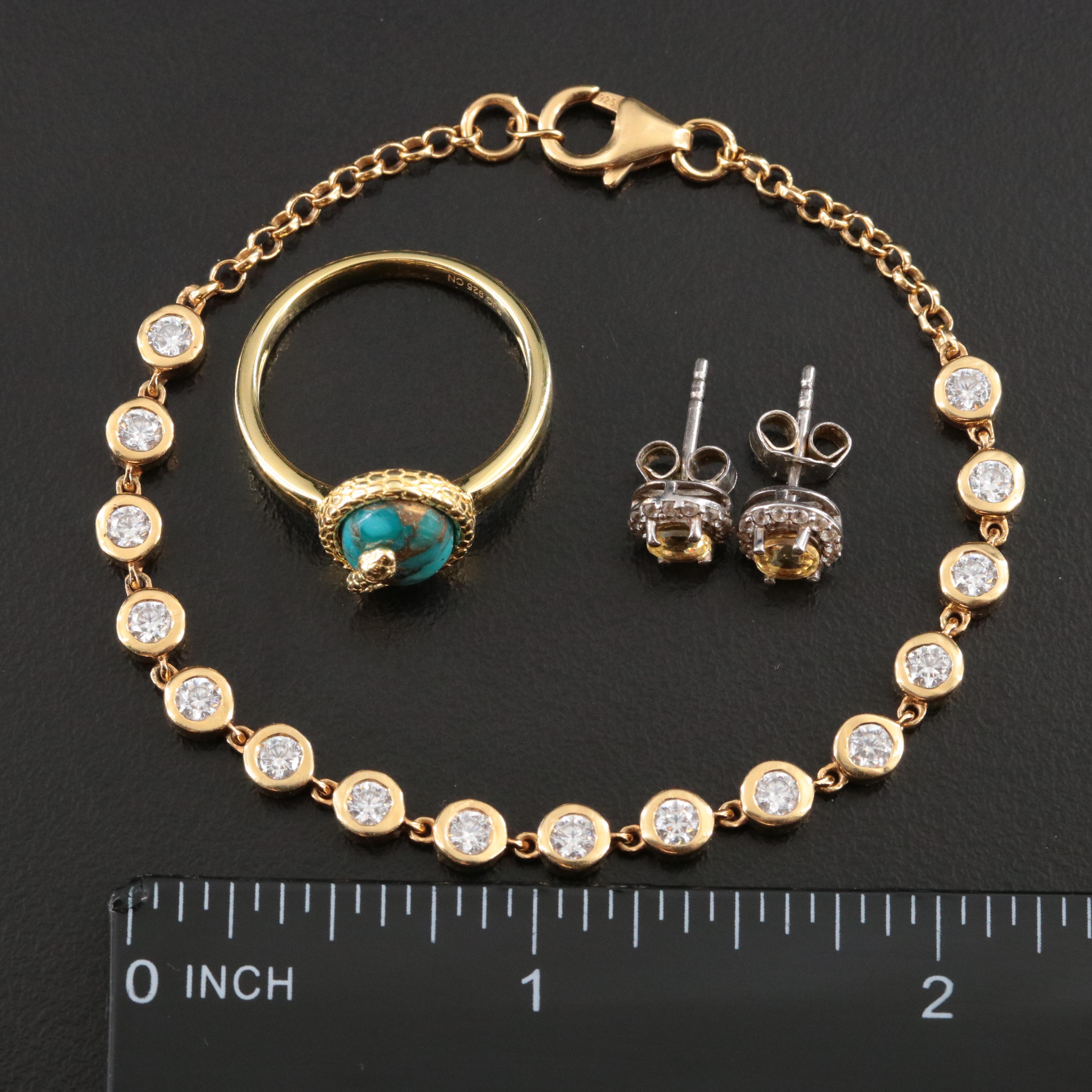 Sterling Jewelry Including Sapphire, Diamonds and Star Station Necklace