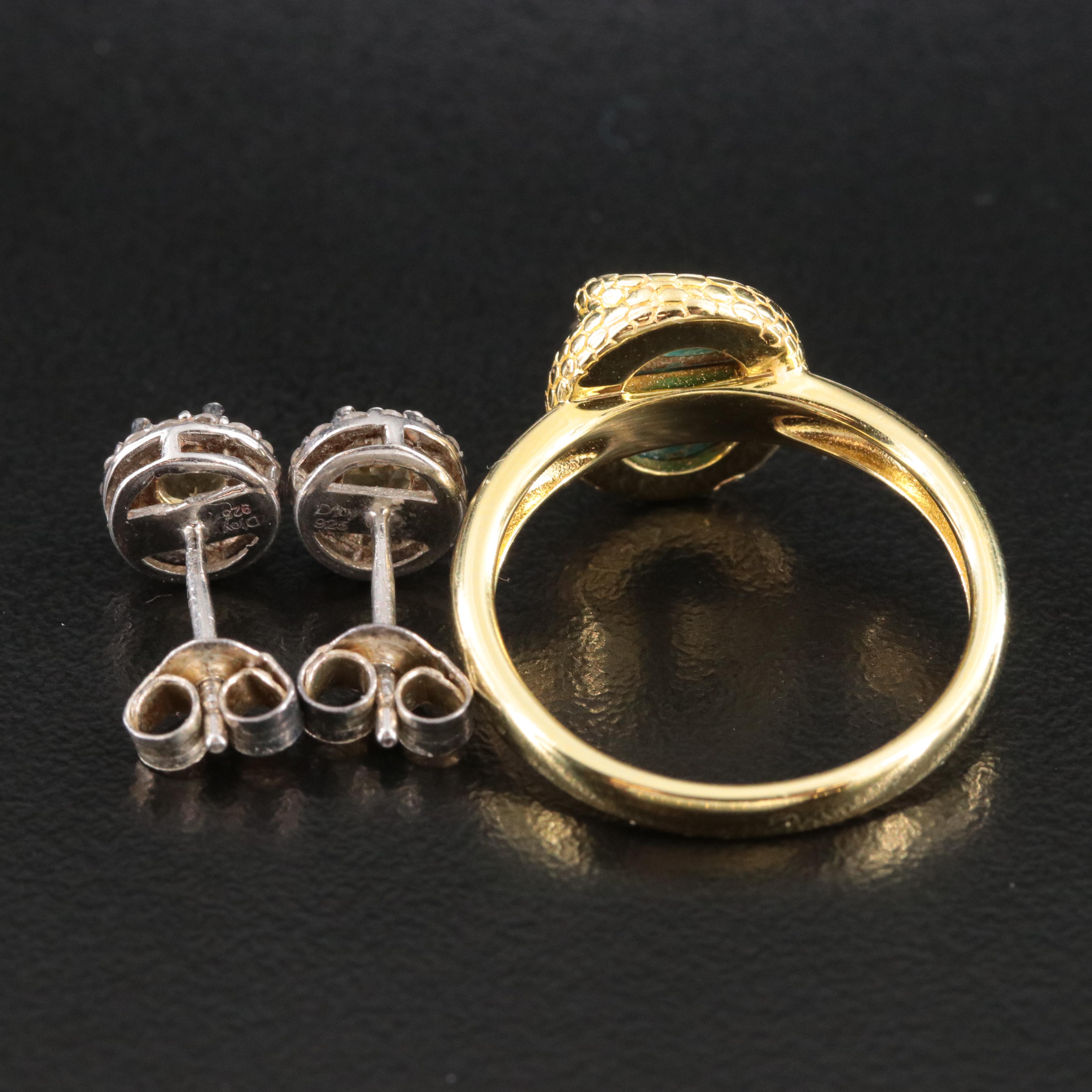 Sterling Jewelry Including Sapphire, Diamonds and Star Station Necklace