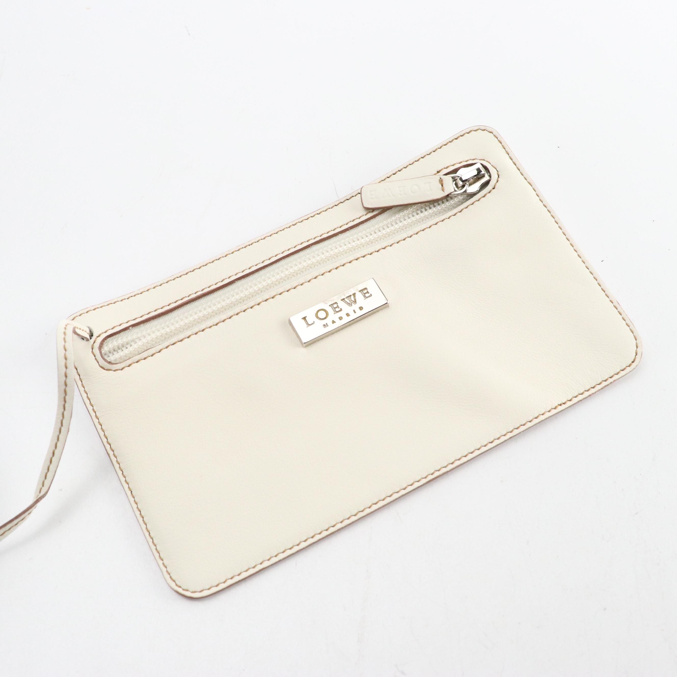 Loewe Domed Zip-Around Handbag in Soft White Lambskin Leather