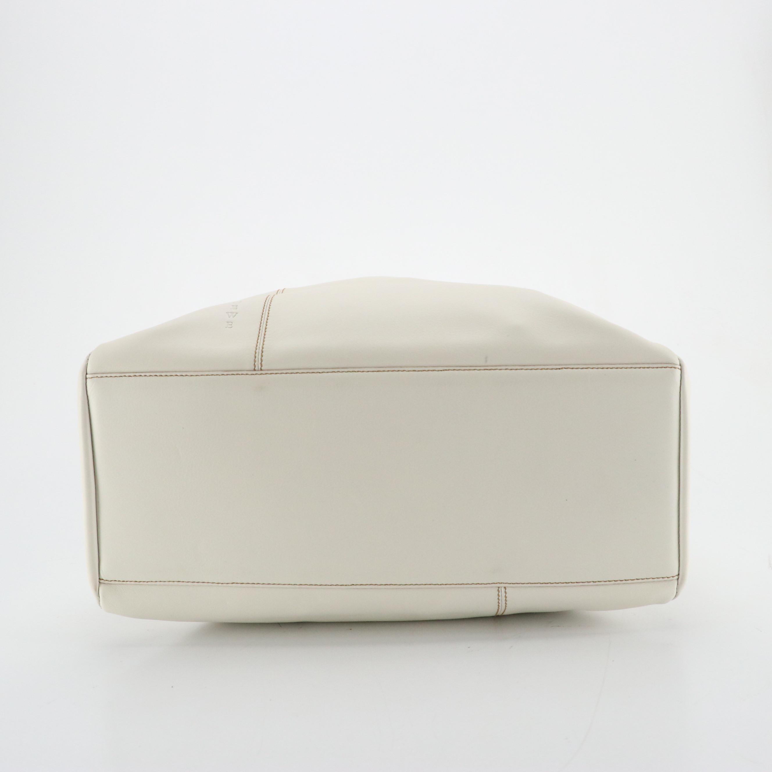 Loewe Domed Zip-Around Handbag in Soft White Lambskin Leather