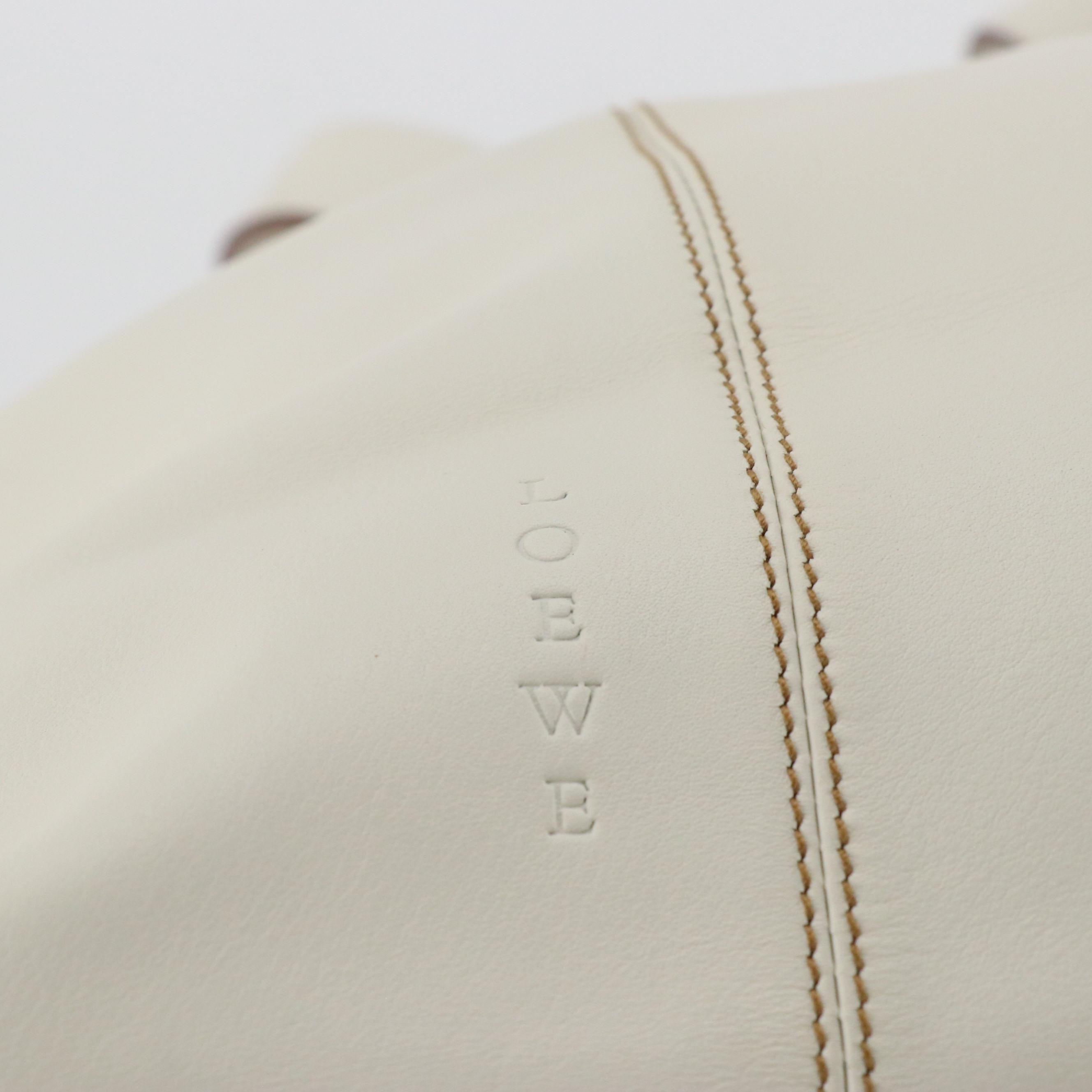 Loewe Domed Zip-Around Handbag in Soft White Lambskin Leather