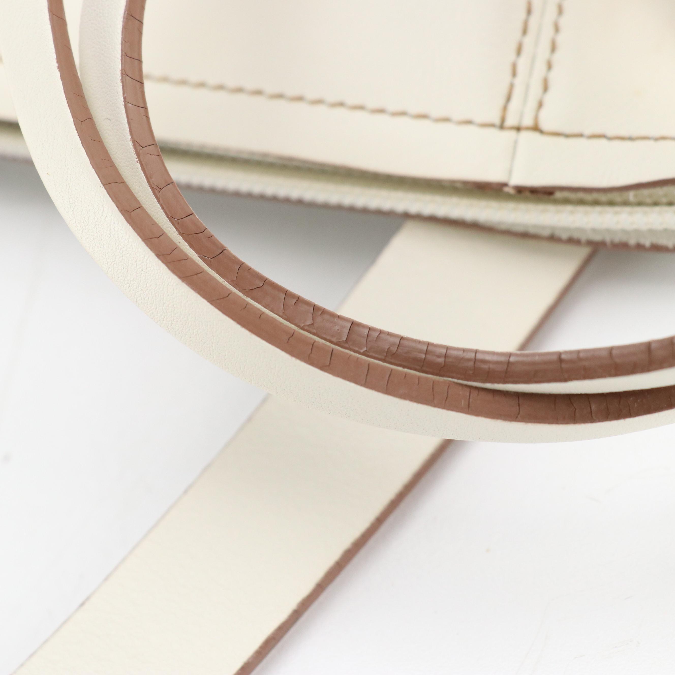 Loewe Domed Zip-Around Handbag in Soft White Lambskin Leather