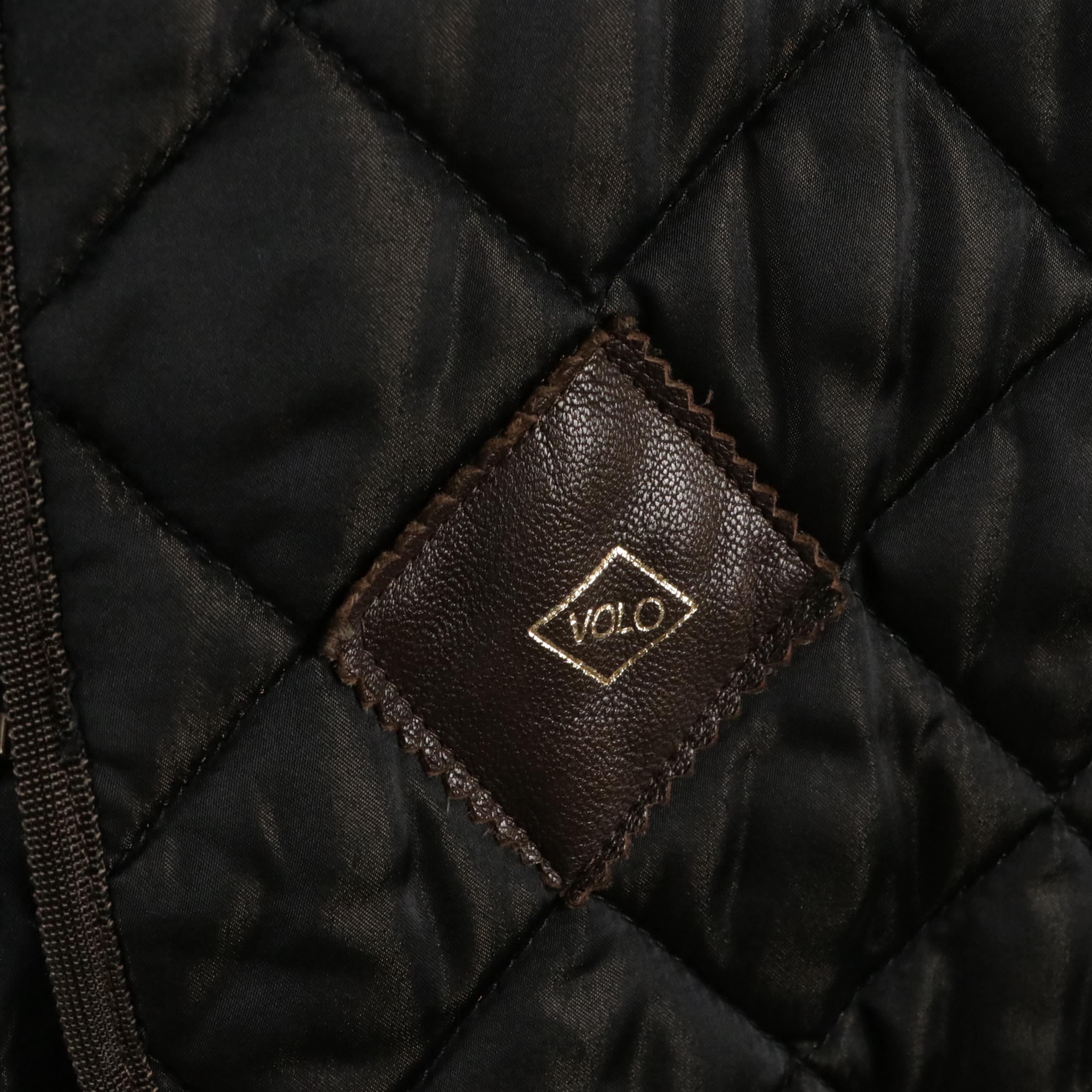 Men's Volo Brown Leather Bomber Jacket with Quilted Removable Lining