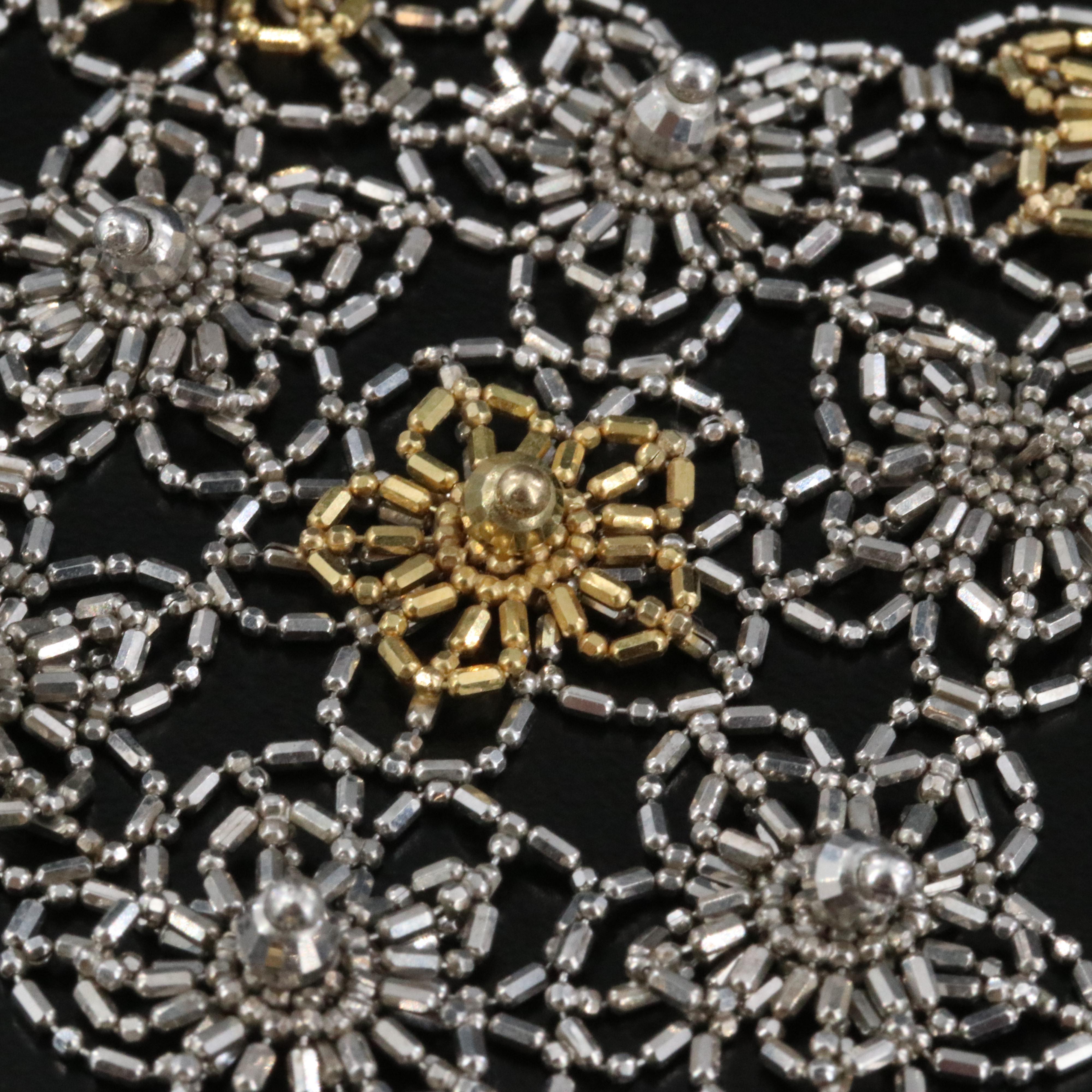 Sterling and 14K Floral Bead Chain Necklace