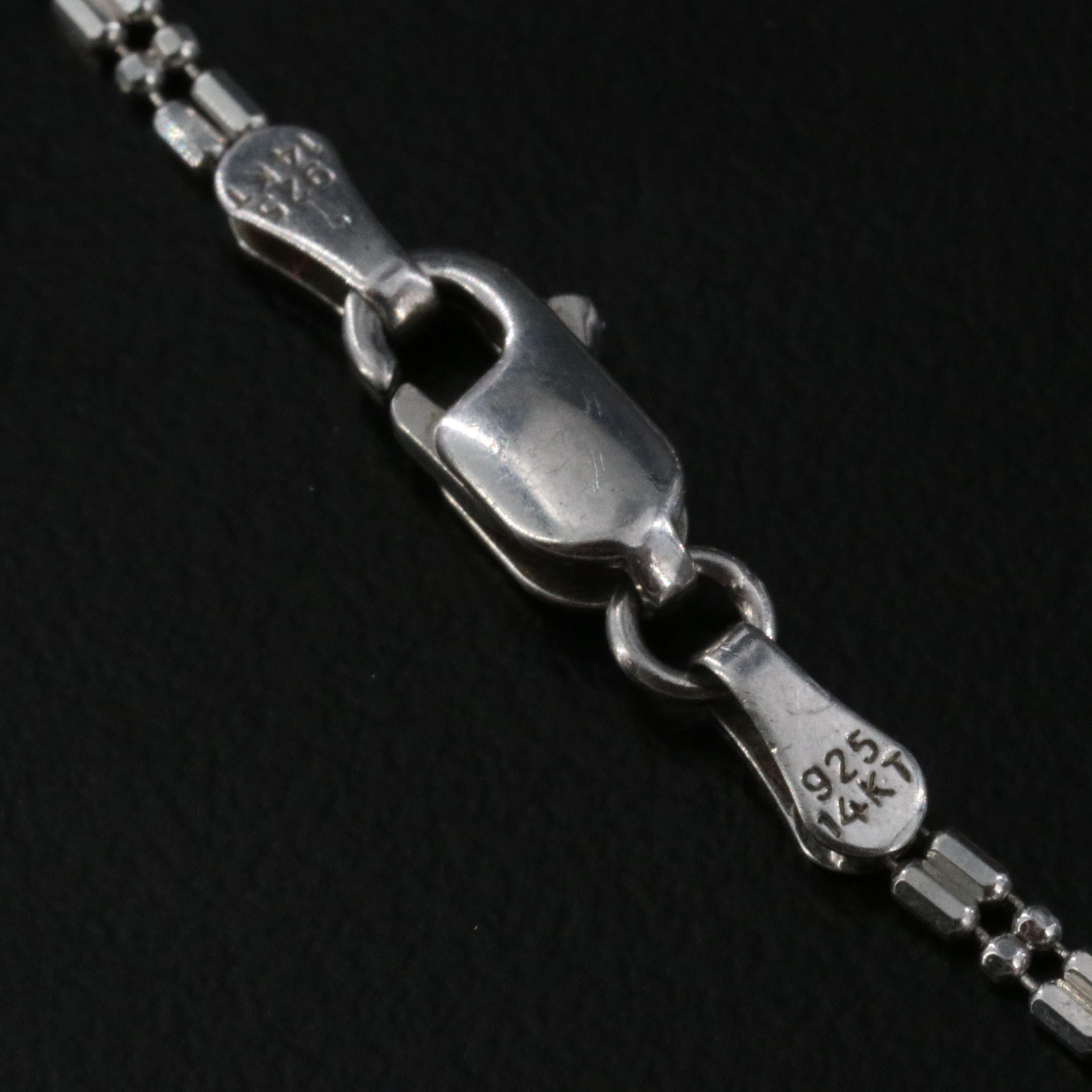 Sterling and 14K Floral Bead Chain Necklace