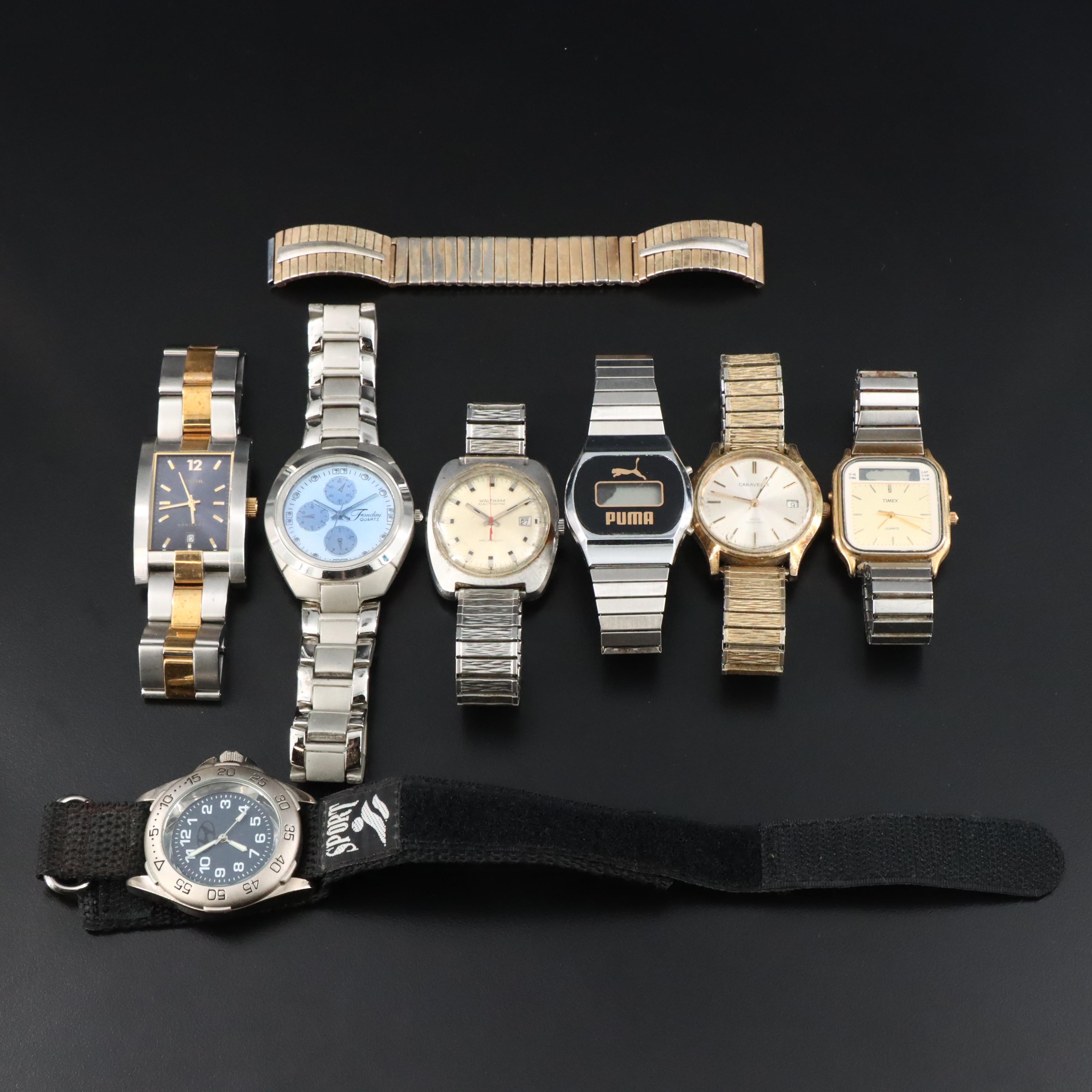 Collection of Quartz and Stem Wind Watches Featuring Fossil and Timex