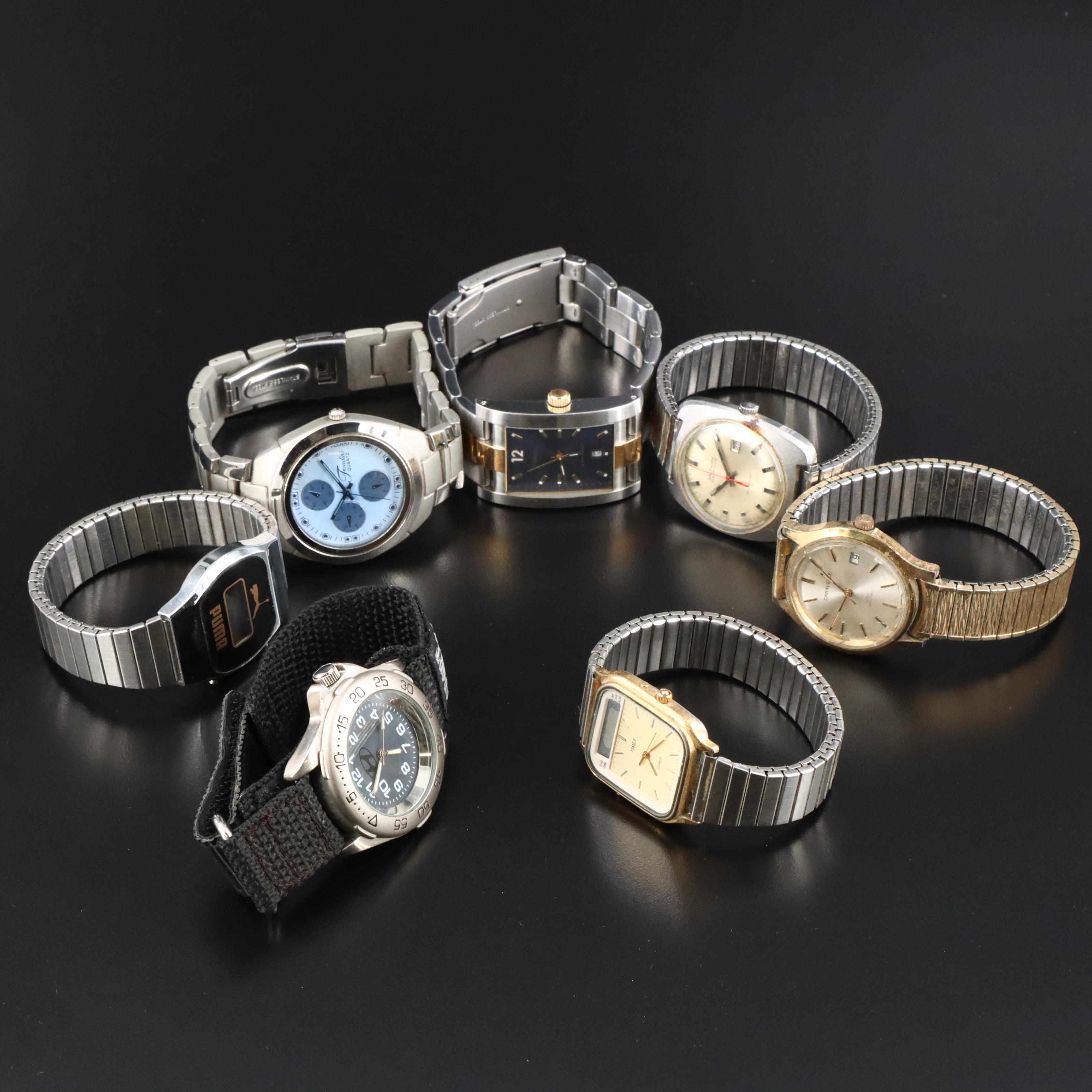 Collection of Quartz and Stem Wind Watches Featuring Fossil and Timex