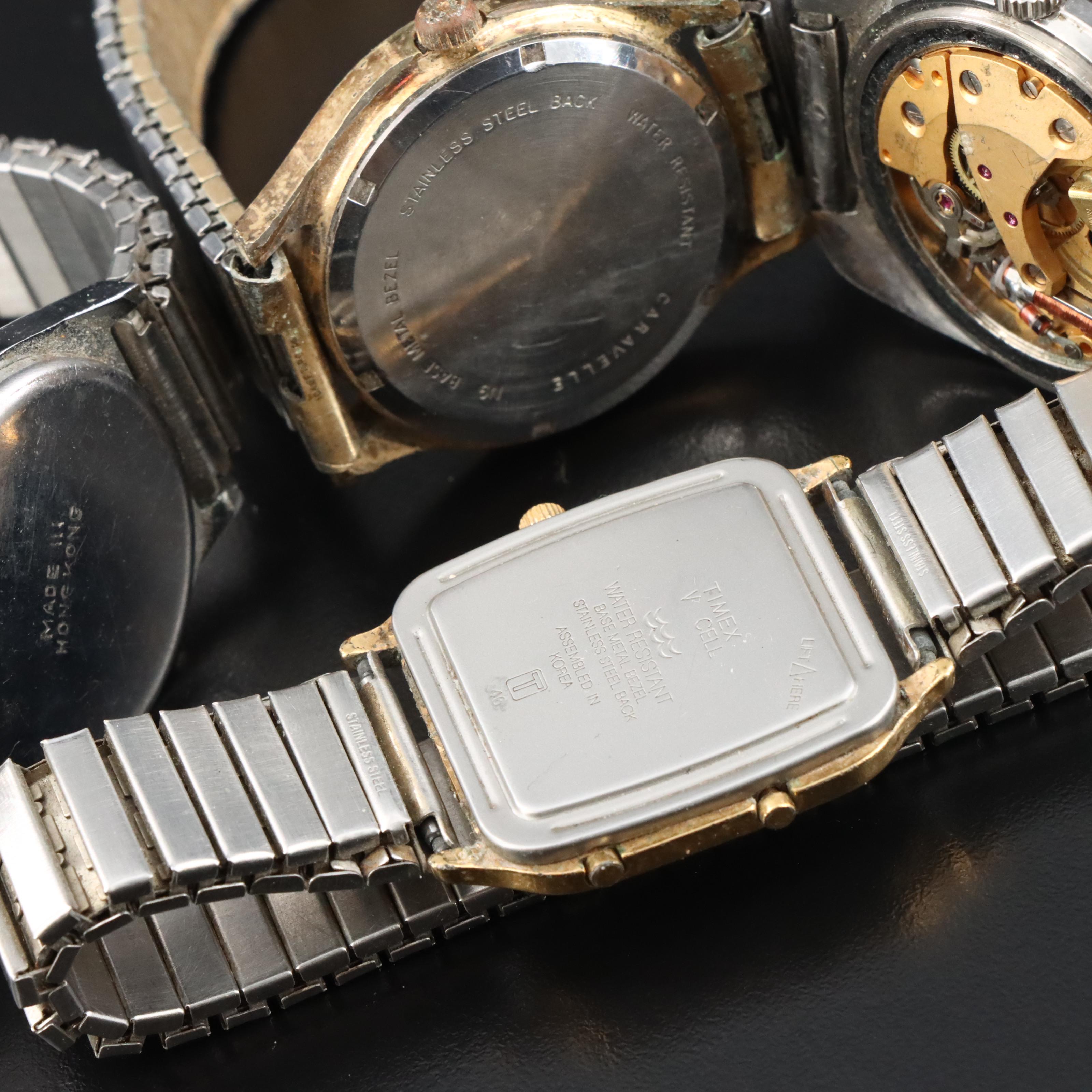 Collection of Quartz and Stem Wind Watches Featuring Fossil and Timex