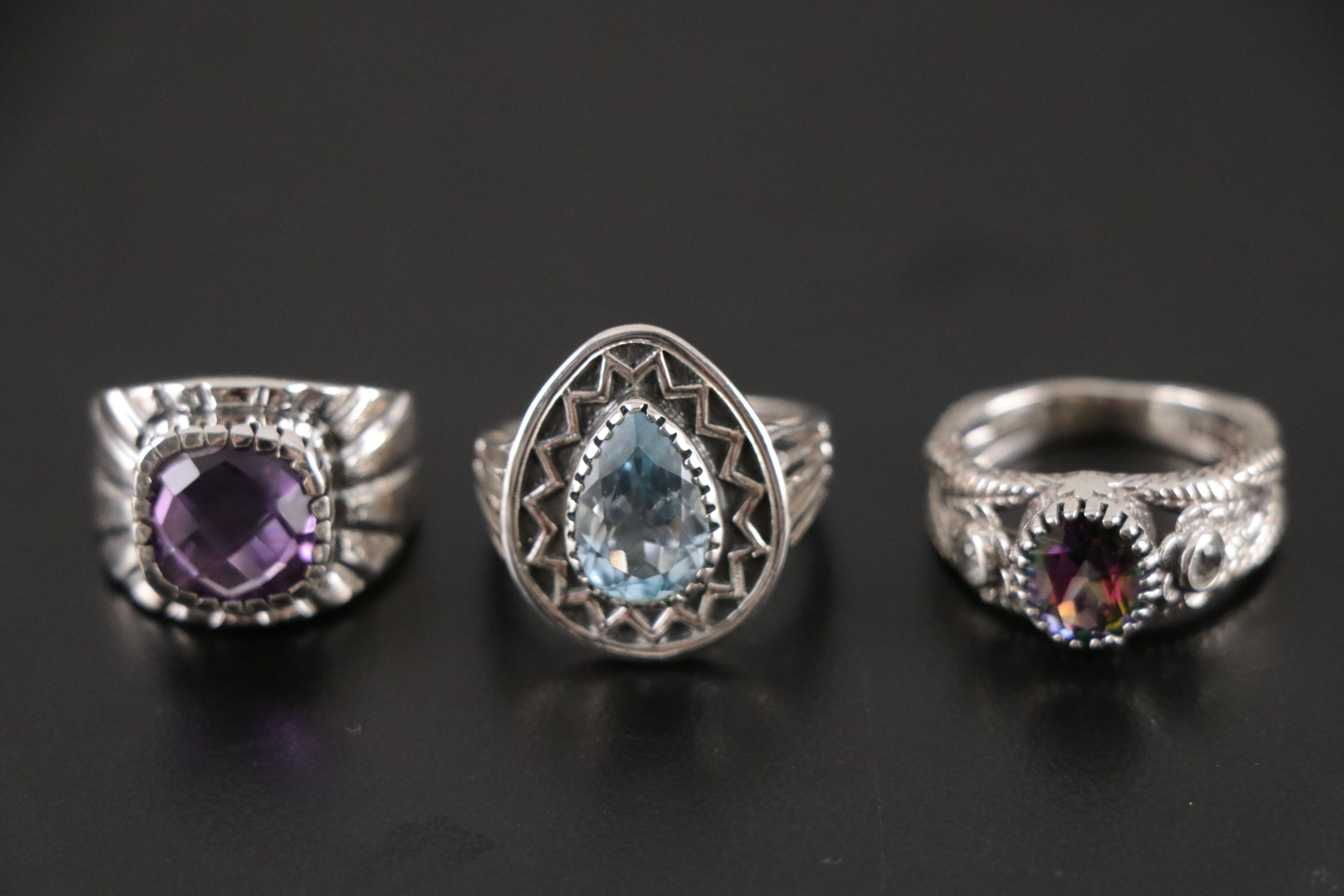 14 Assorted Sterling Silver Rings, Necklaces and Earrings