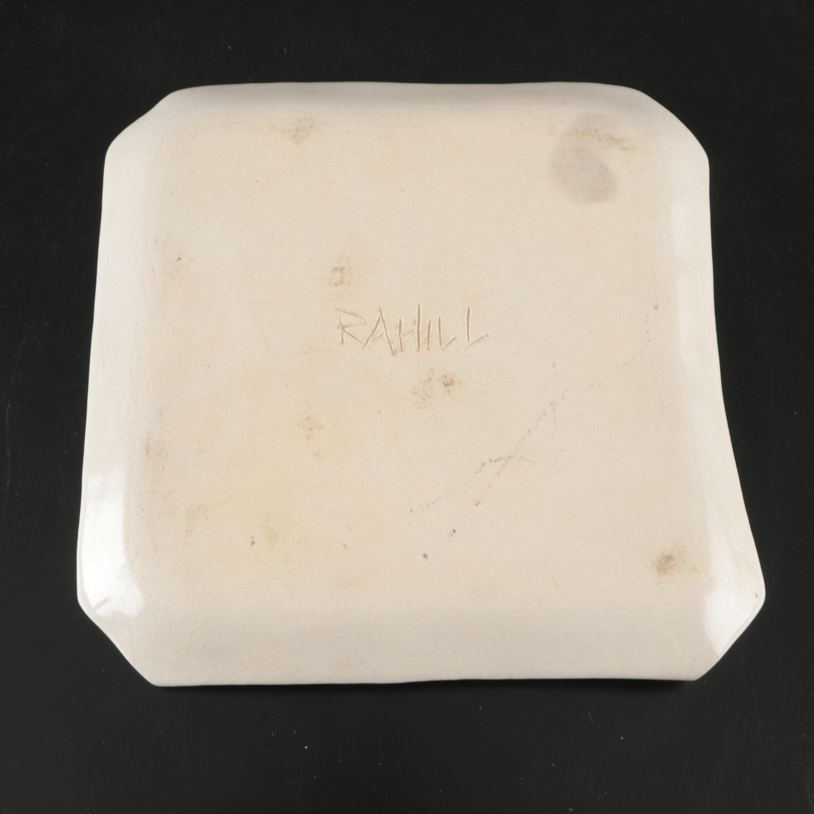 Faith Rahill Signed Nerikomi Ceramic Serving Platter and Plates