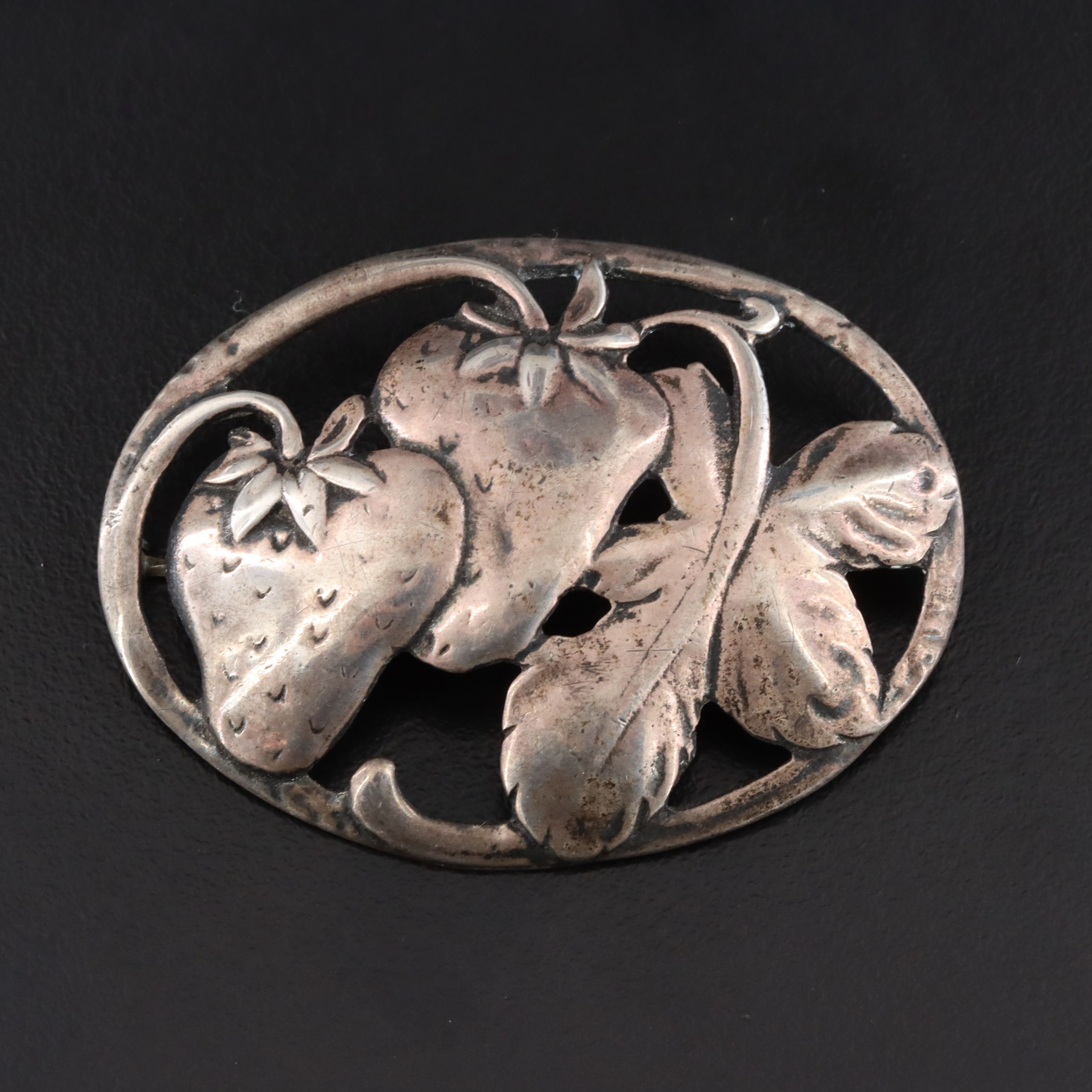 Vintage Sterling Strawberry Brooch