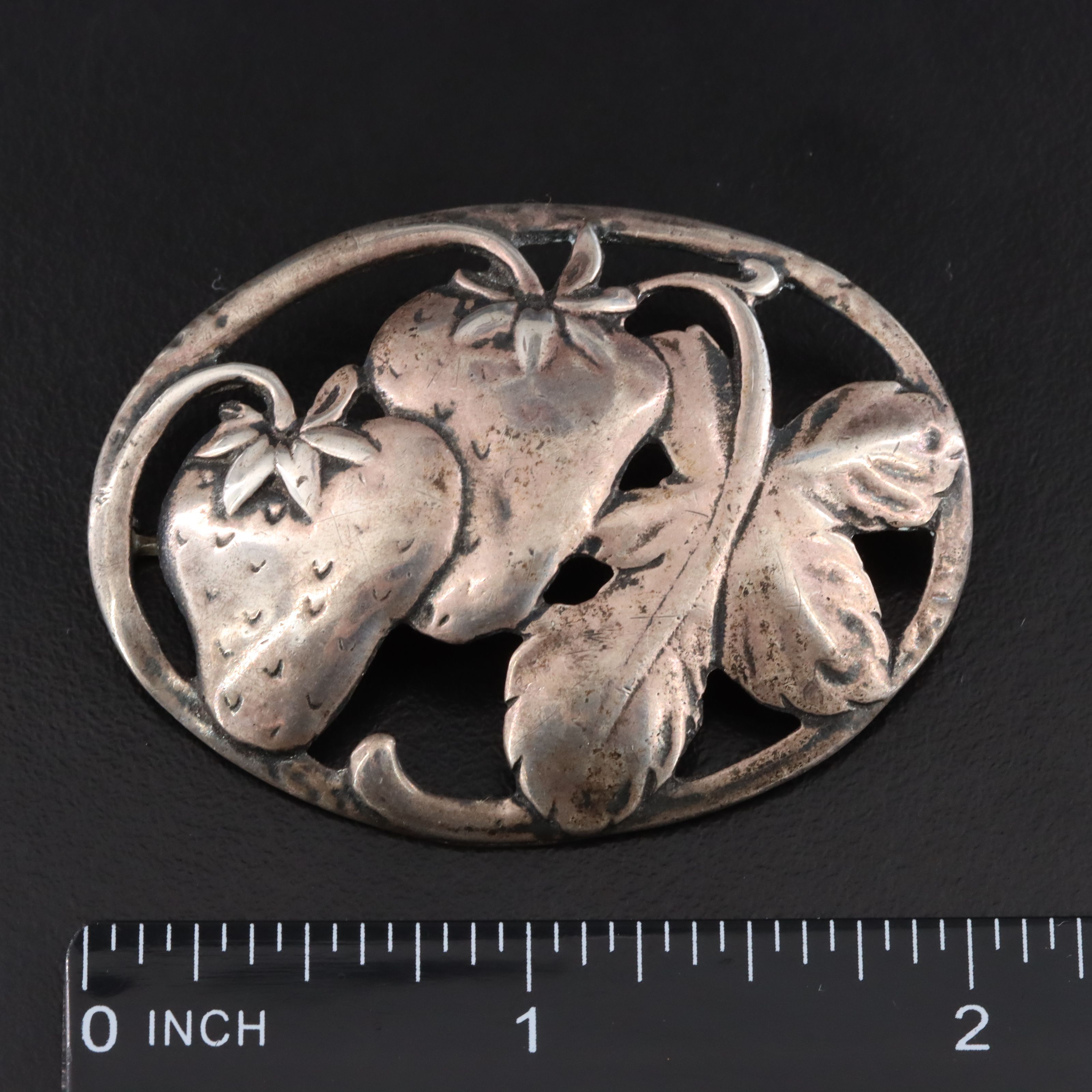 Vintage Sterling Strawberry Brooch