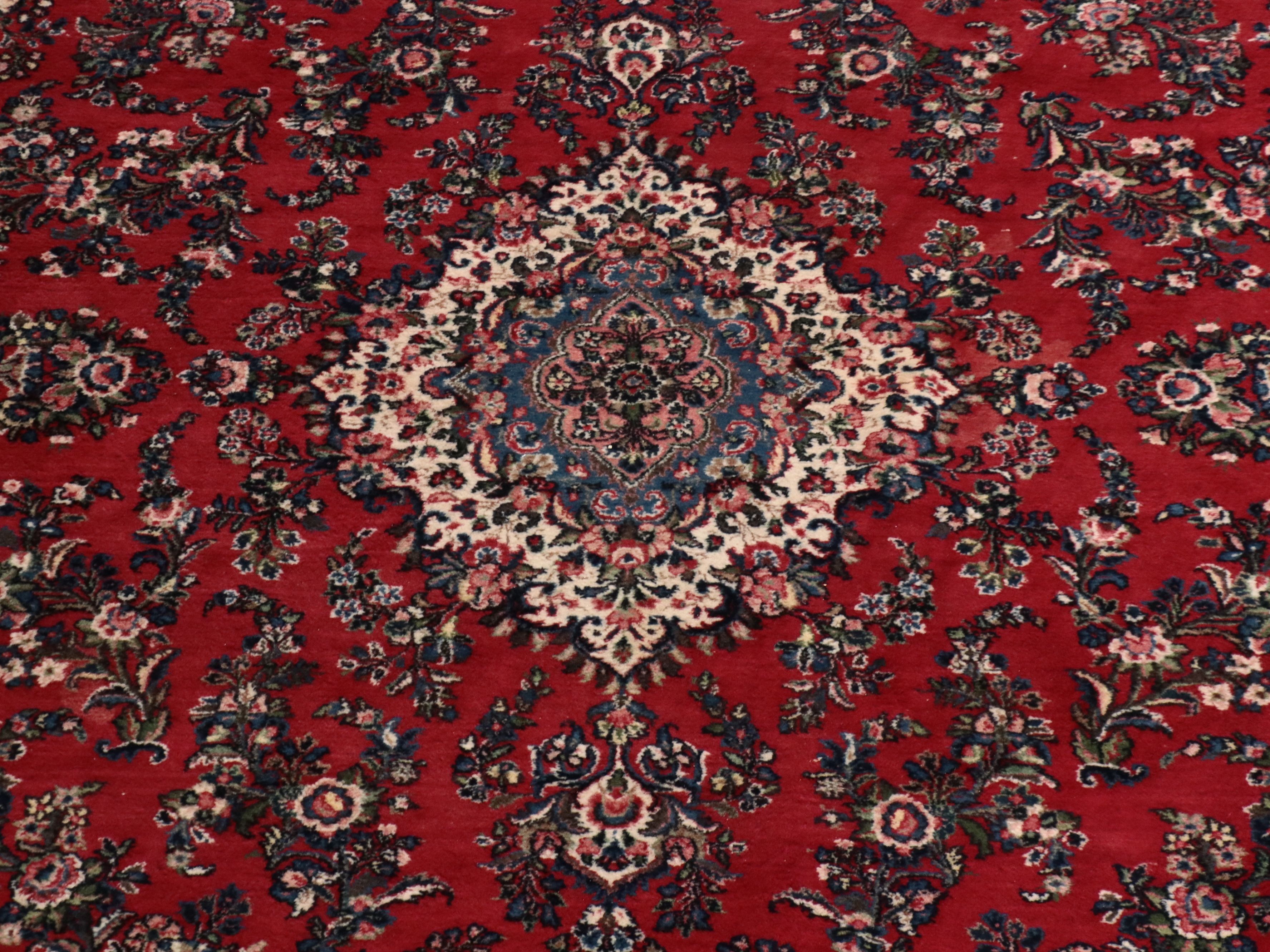 10'5 x 16' Hand-Knotted Persian Kashan Room-Sized Rug