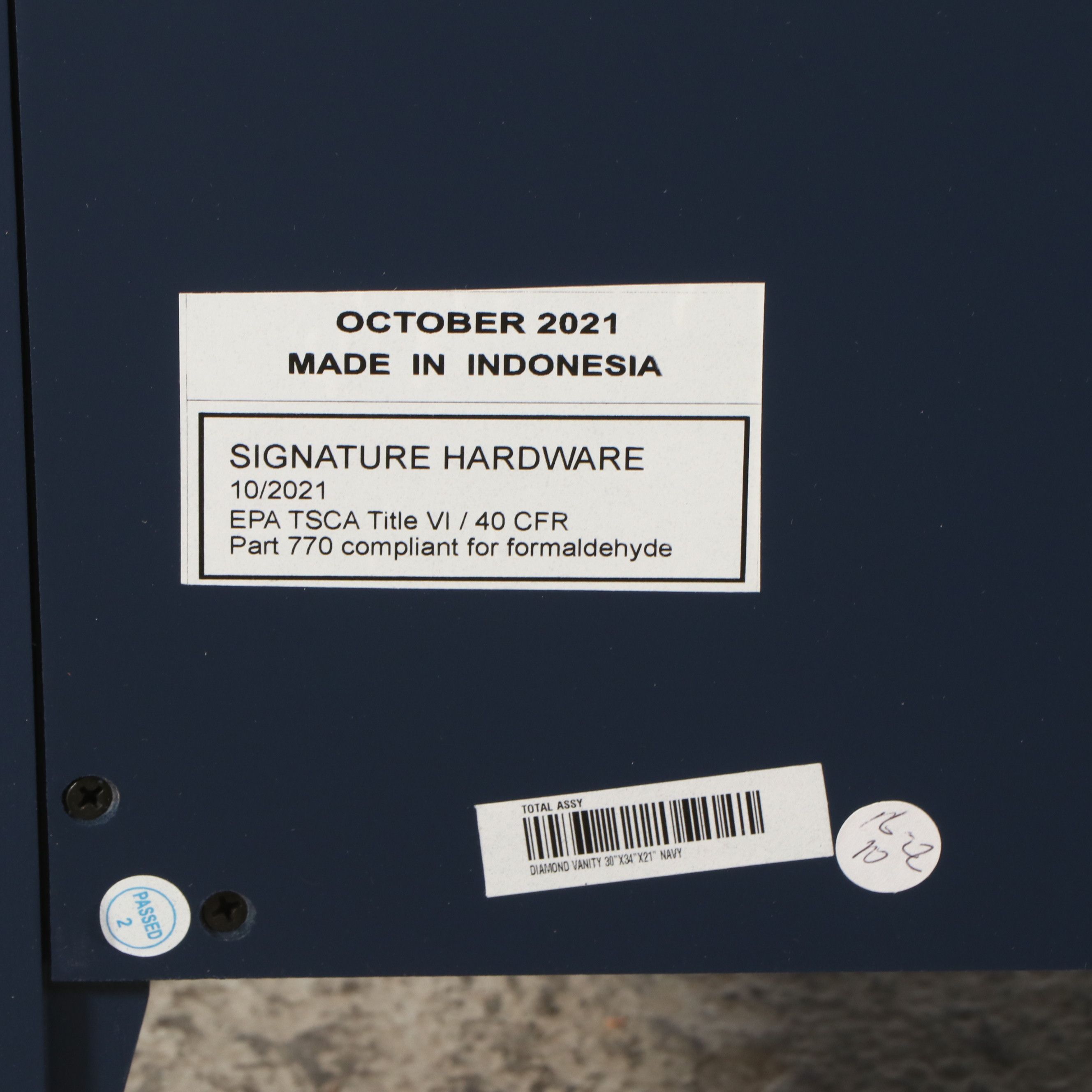 Signature Hardware Contemporary "Diamond" Bathroom Vanity in Navy