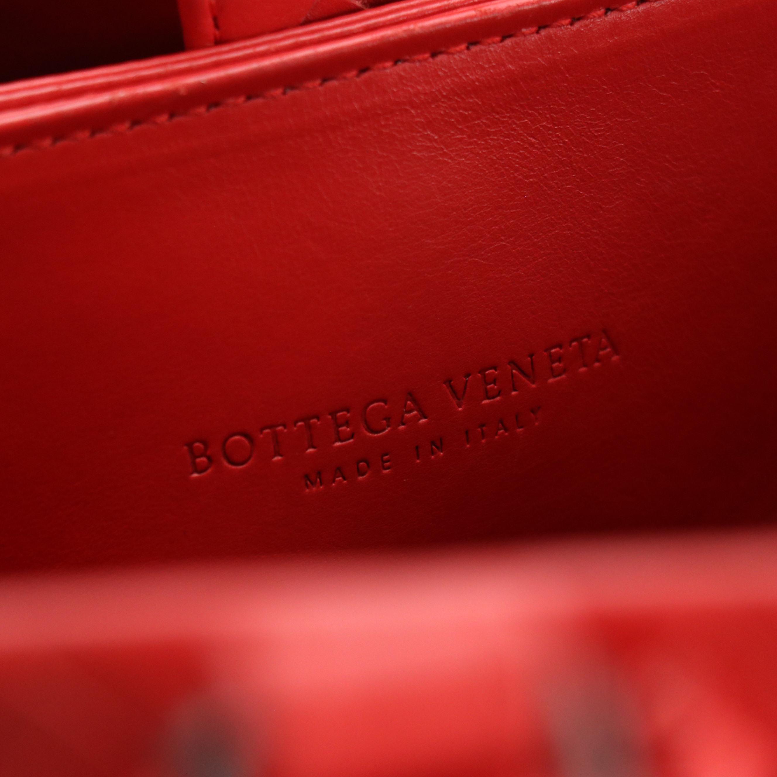 Bottega Veneta Roma Satchel in Red Intrecciato Calfskin Leather