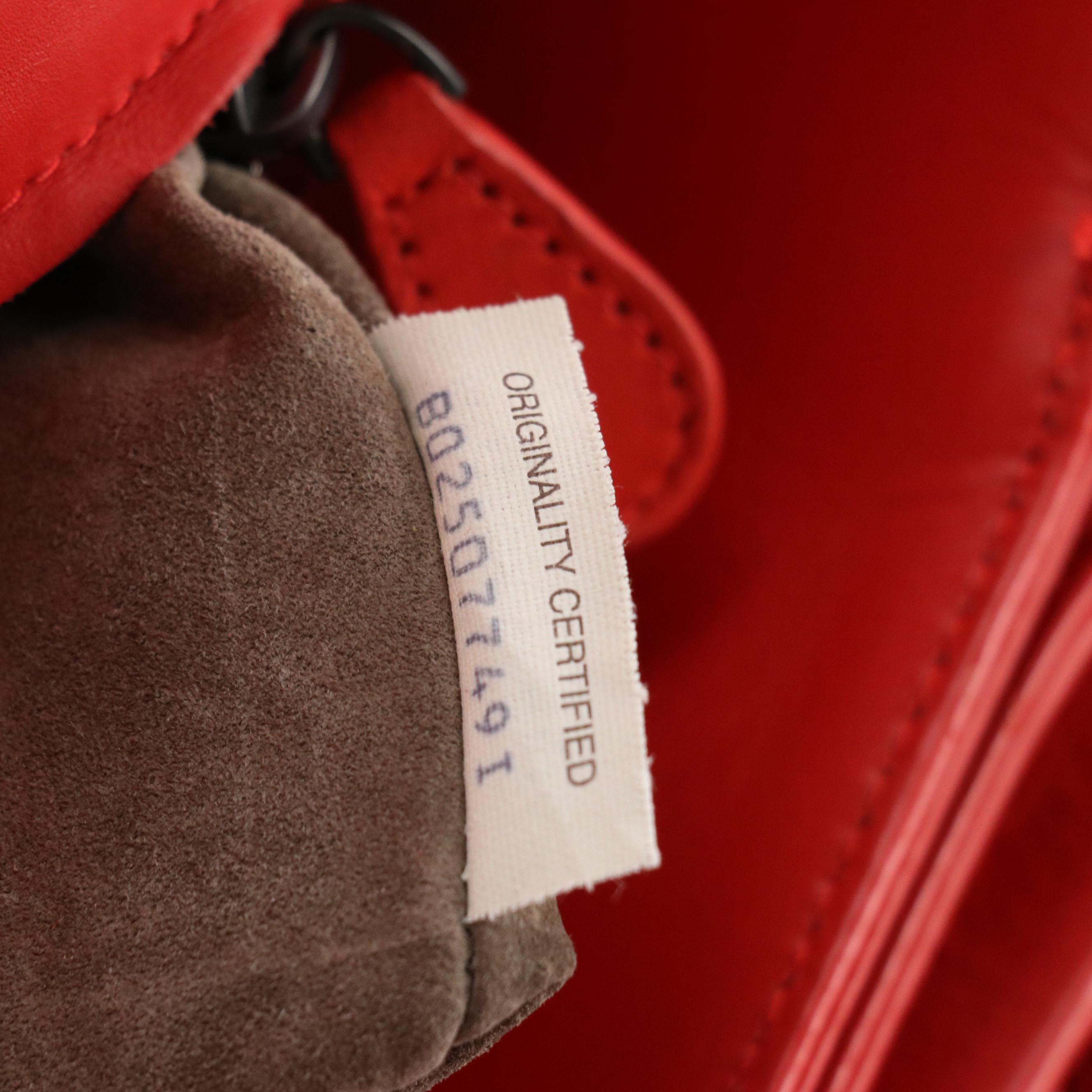 Bottega Veneta Roma Satchel in Red Intrecciato Calfskin Leather