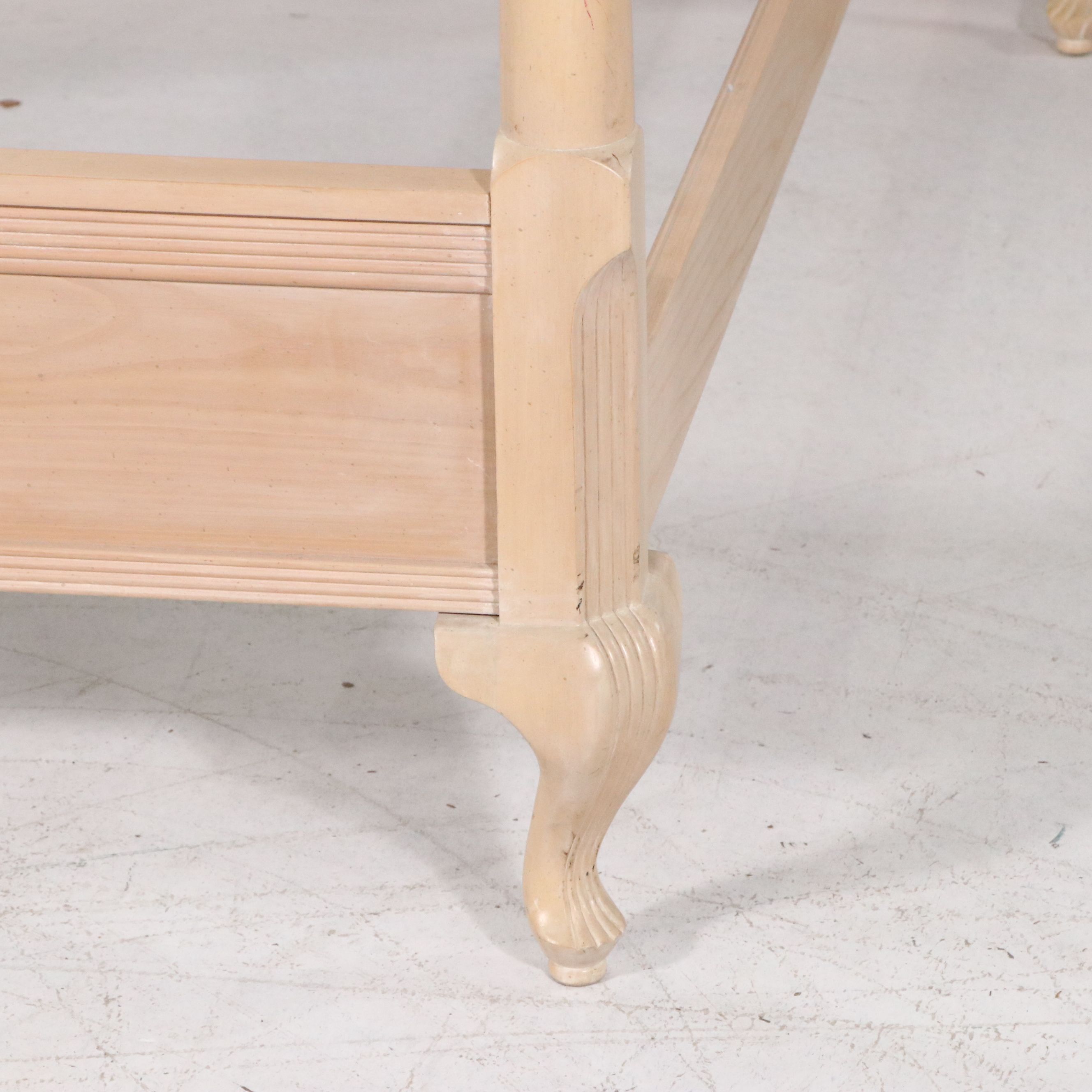 Queen Anne Blonde Oak Four-Poster Bed with Coordinating Nightstands