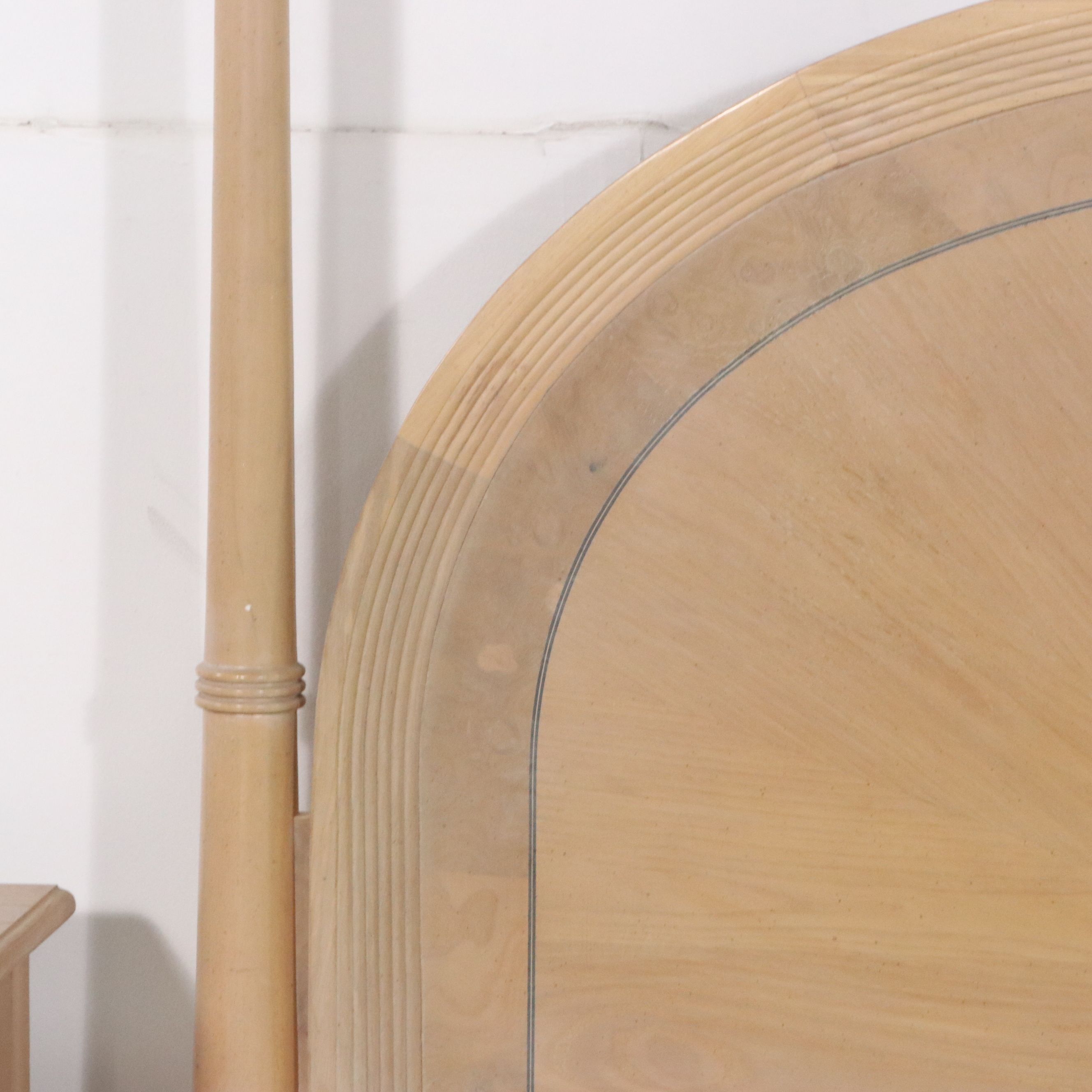 Queen Anne Blonde Oak Four-Poster Bed with Coordinating Nightstands