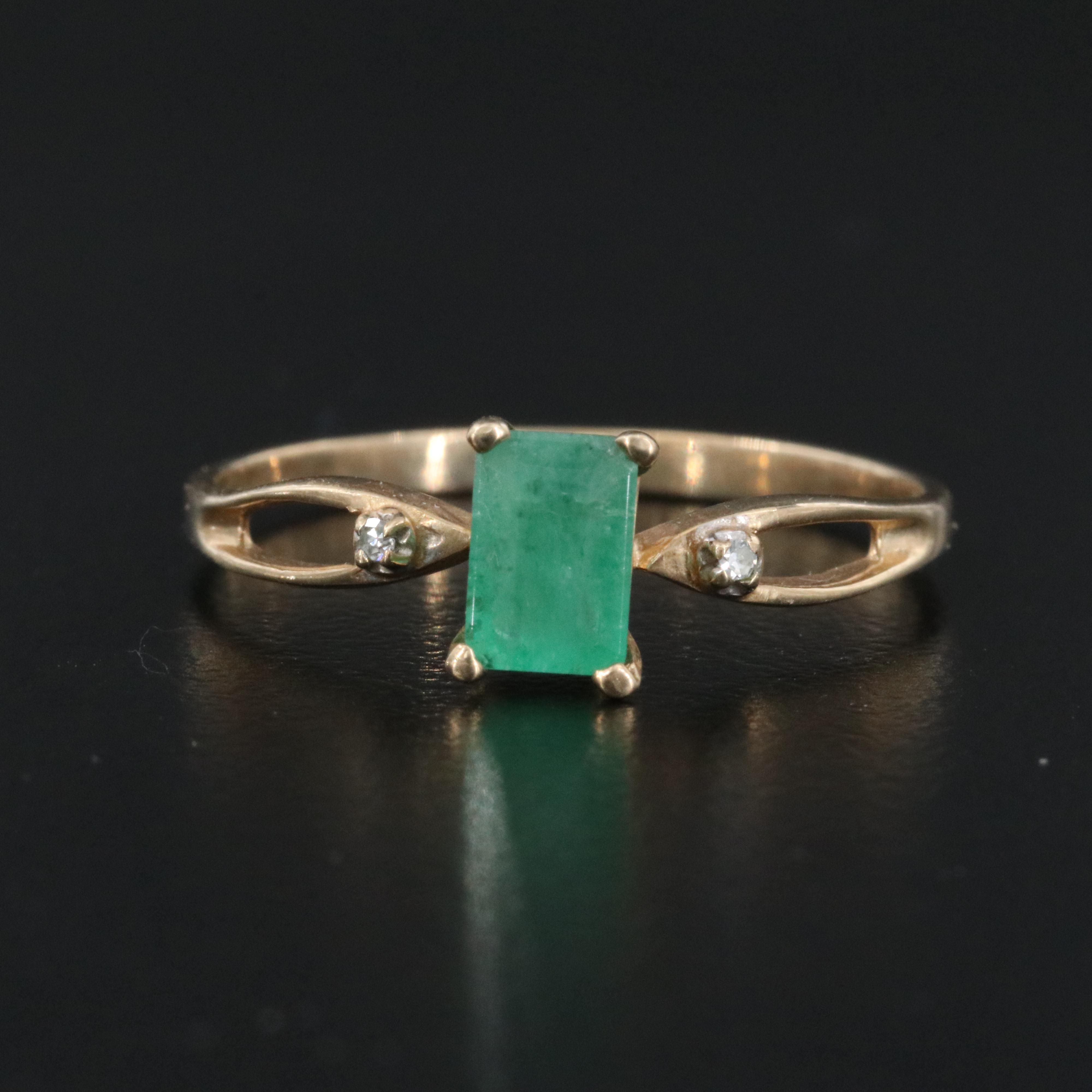 10K Emerald and Diamond Ring