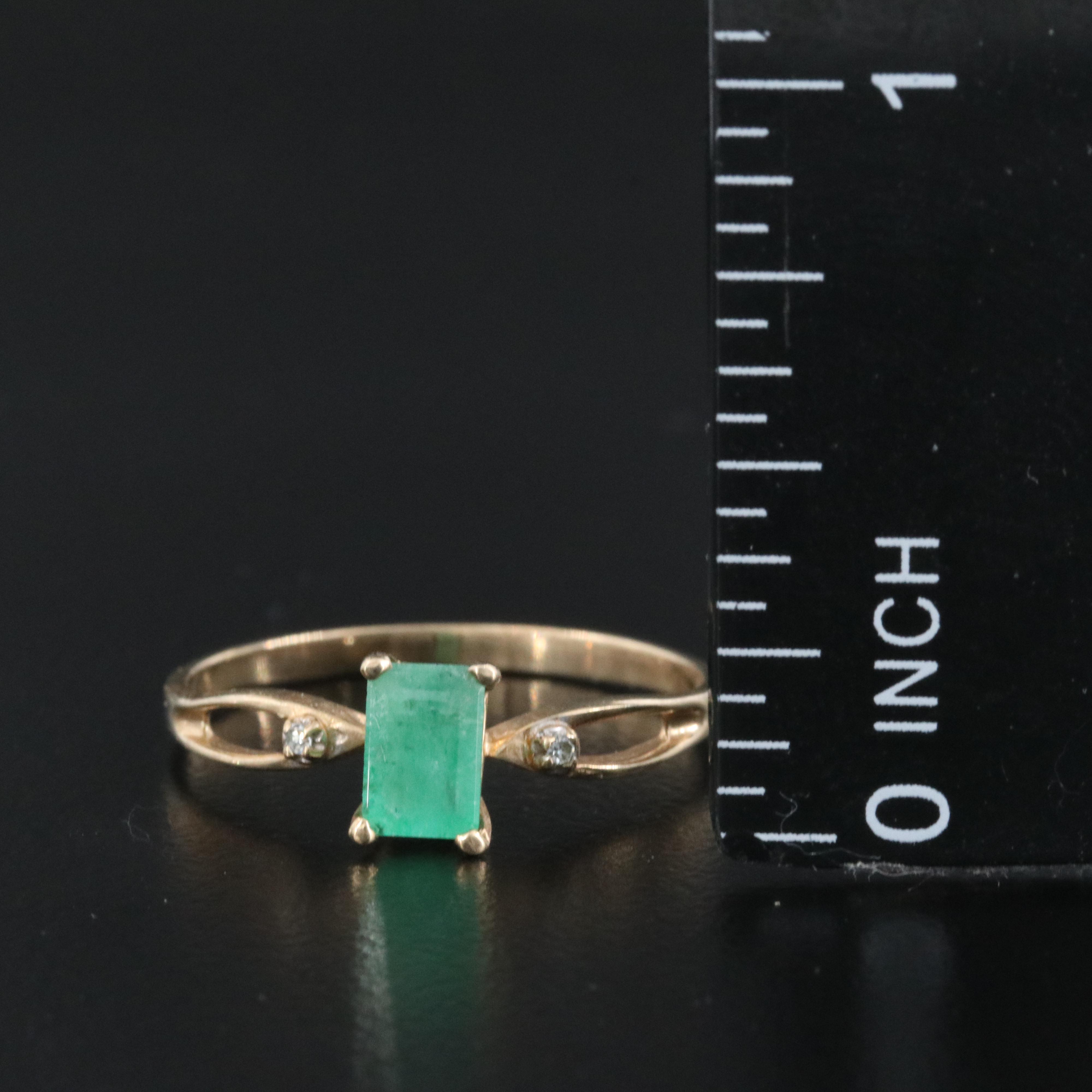 10K Emerald and Diamond Ring