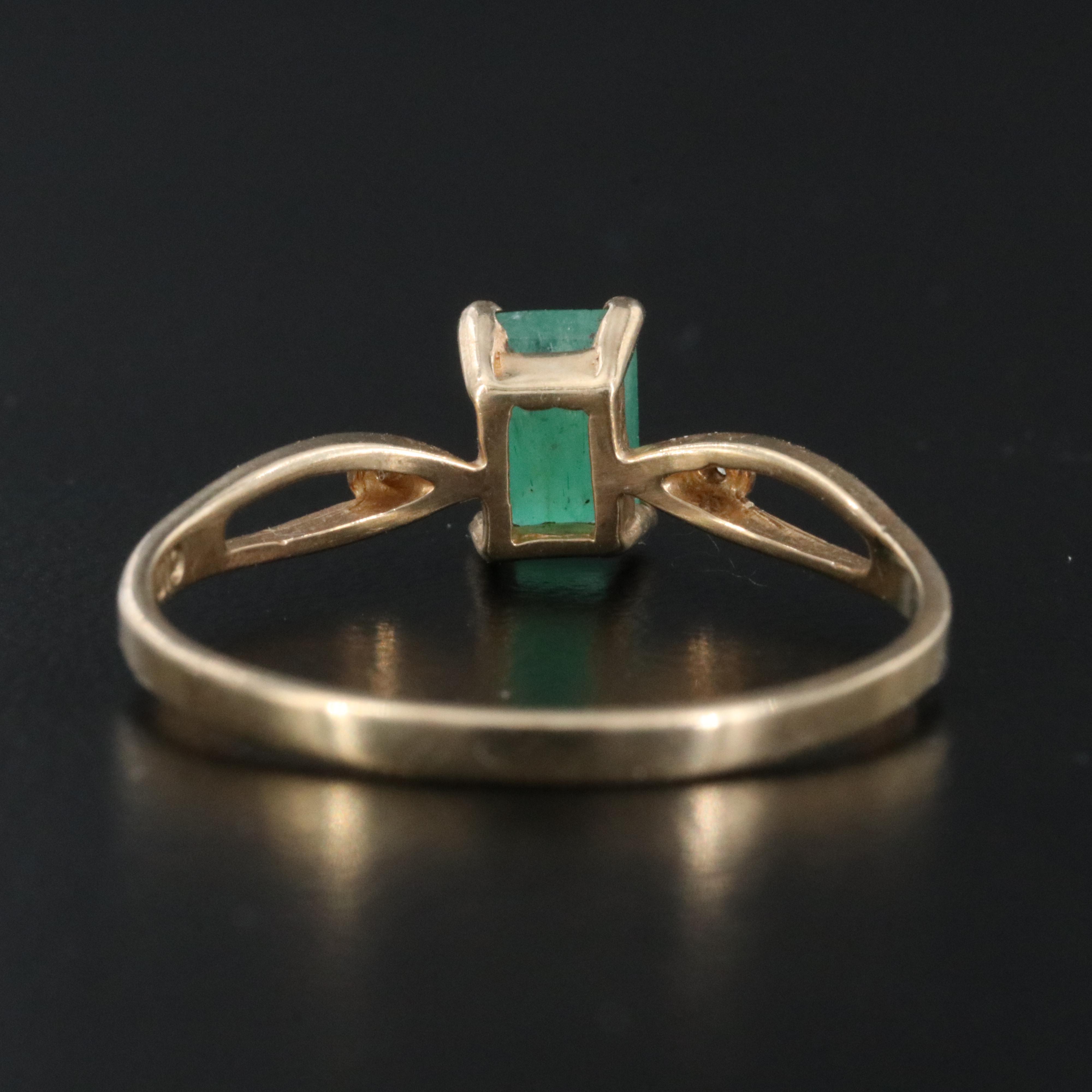 10K Emerald and Diamond Ring
