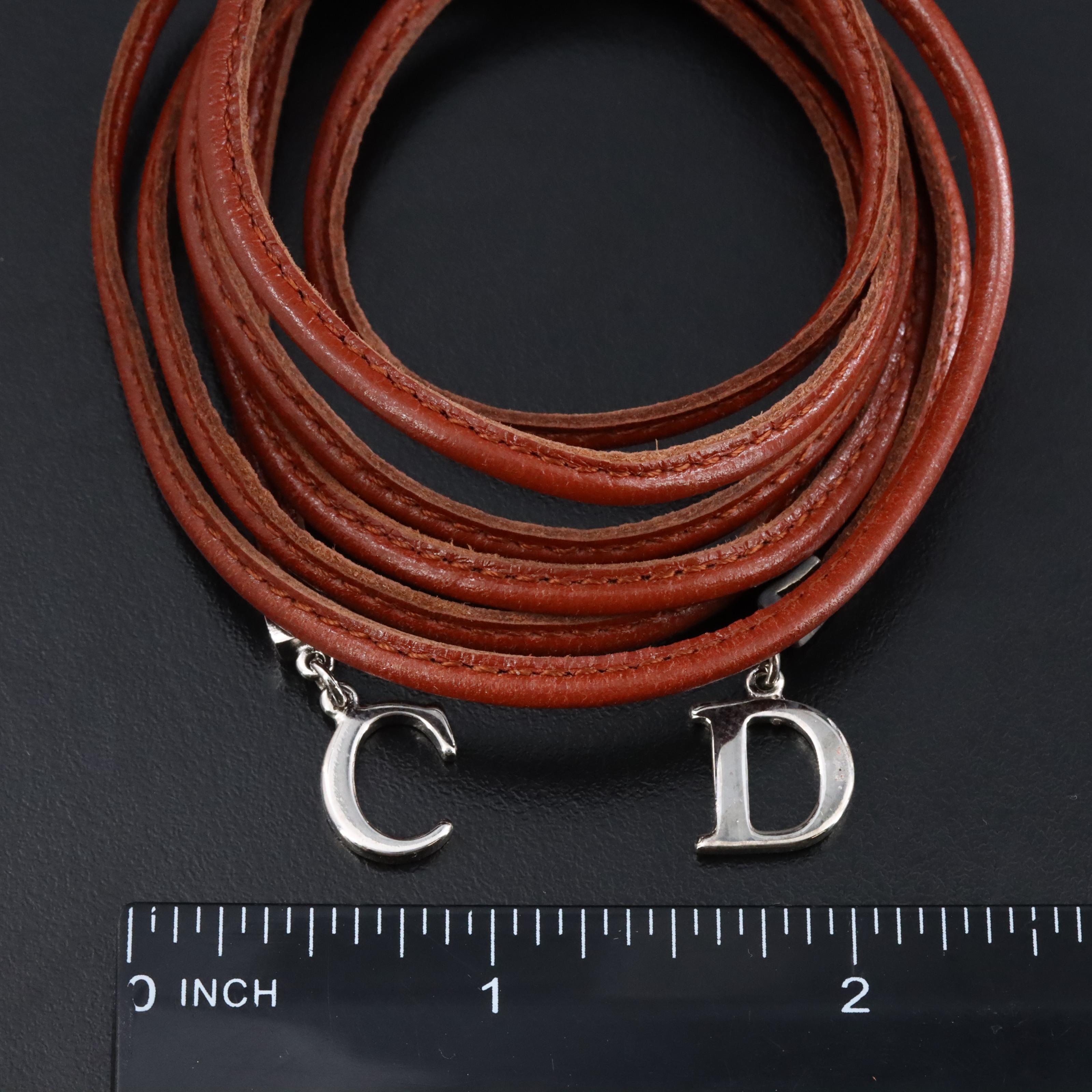 Christian Dior CD Faux Leather Wrist Wrap Bracelet or Necklace