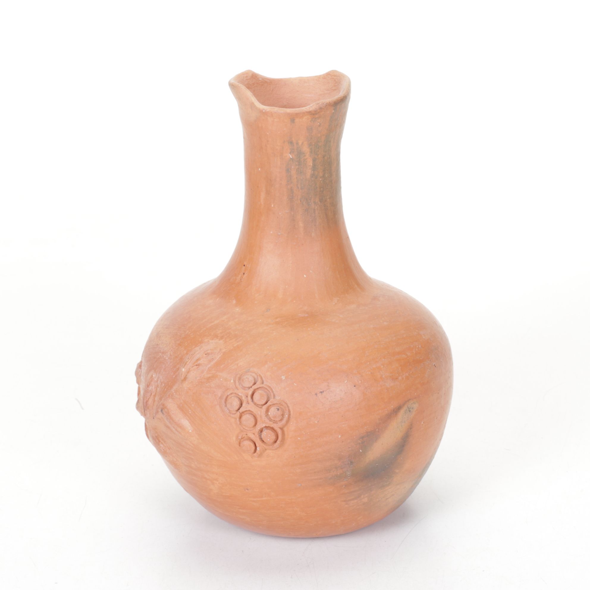 Handcrafted Terracotta Bottle Vase with Bamboo Platter