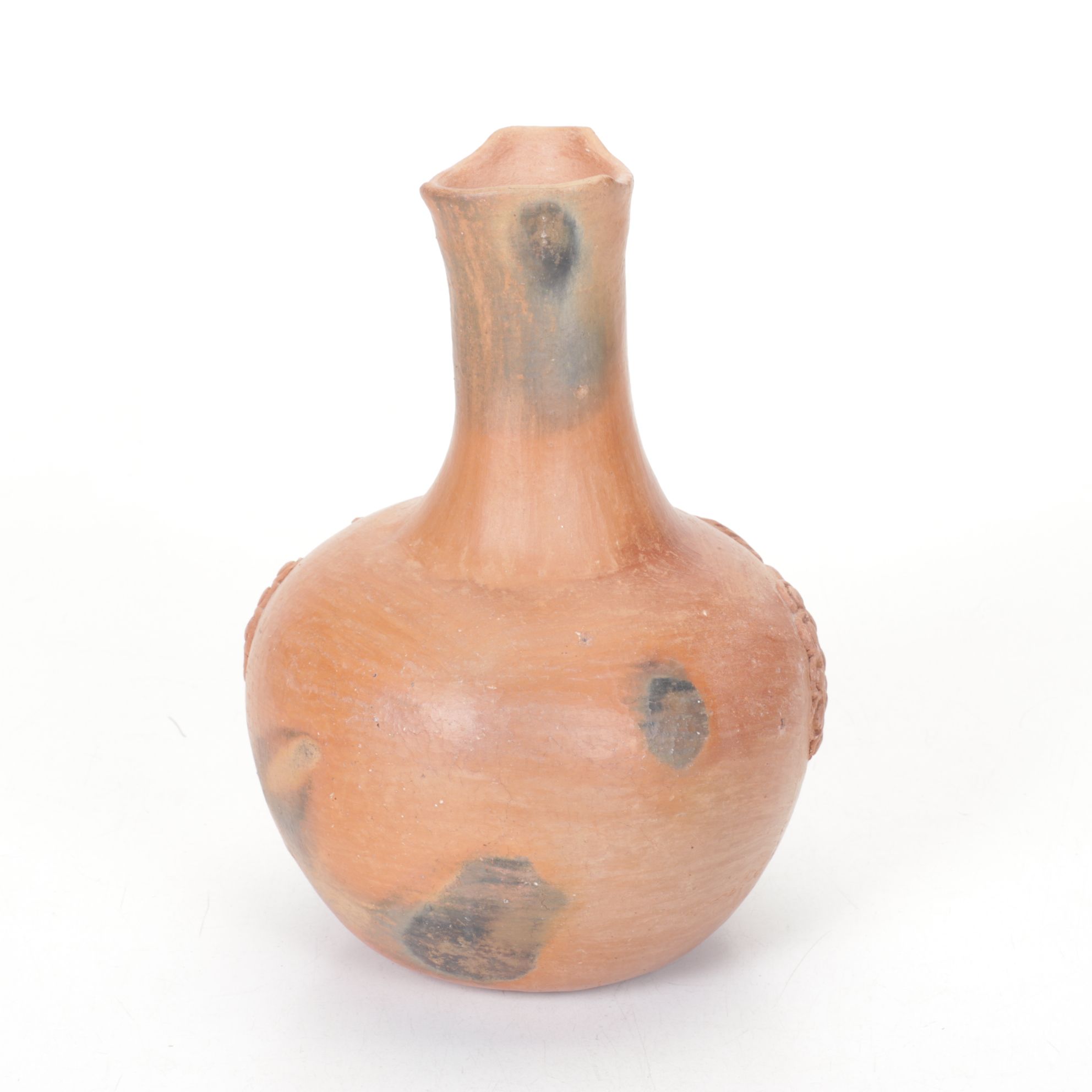 Handcrafted Terracotta Bottle Vase with Bamboo Platter