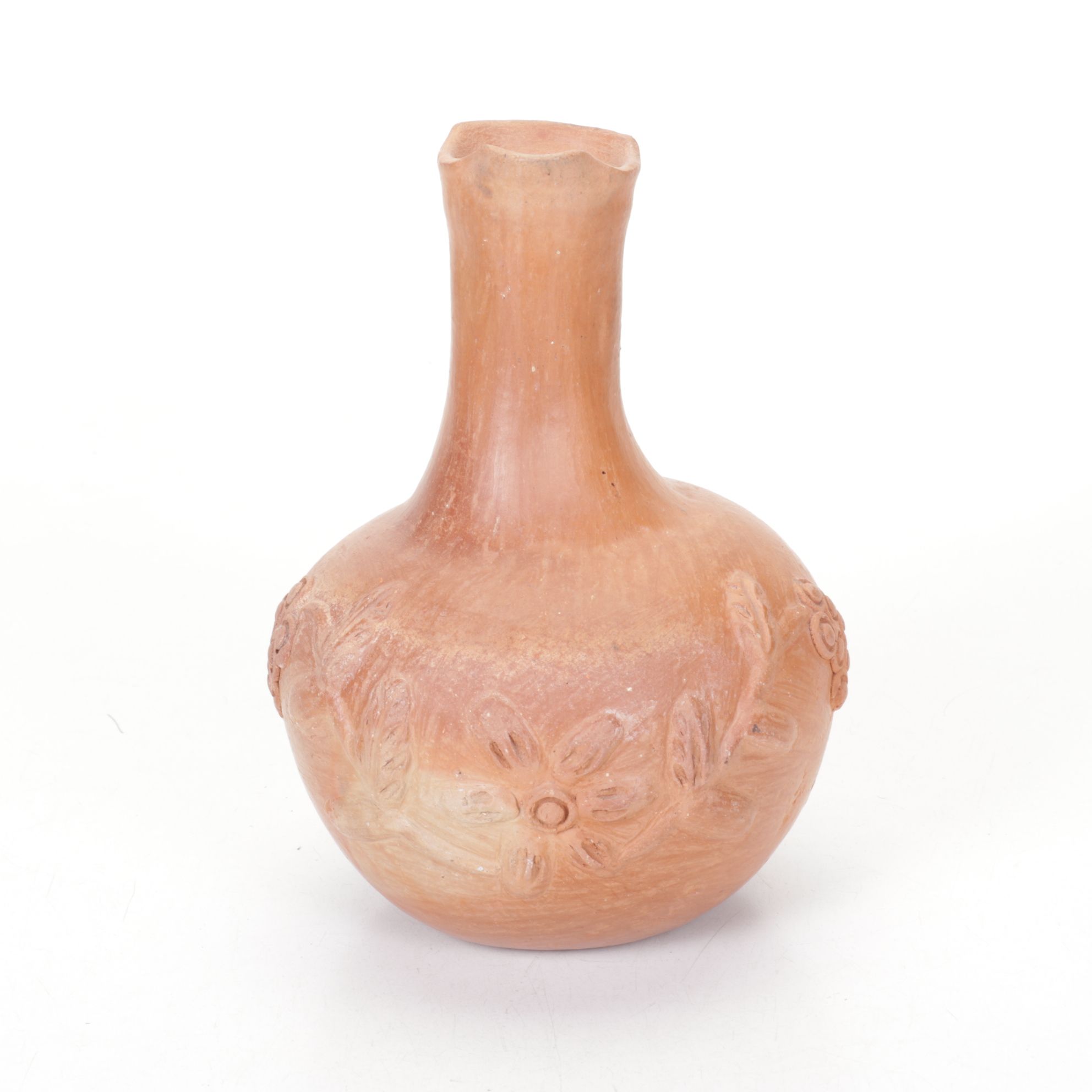 Handcrafted Terracotta Bottle Vase with Bamboo Platter