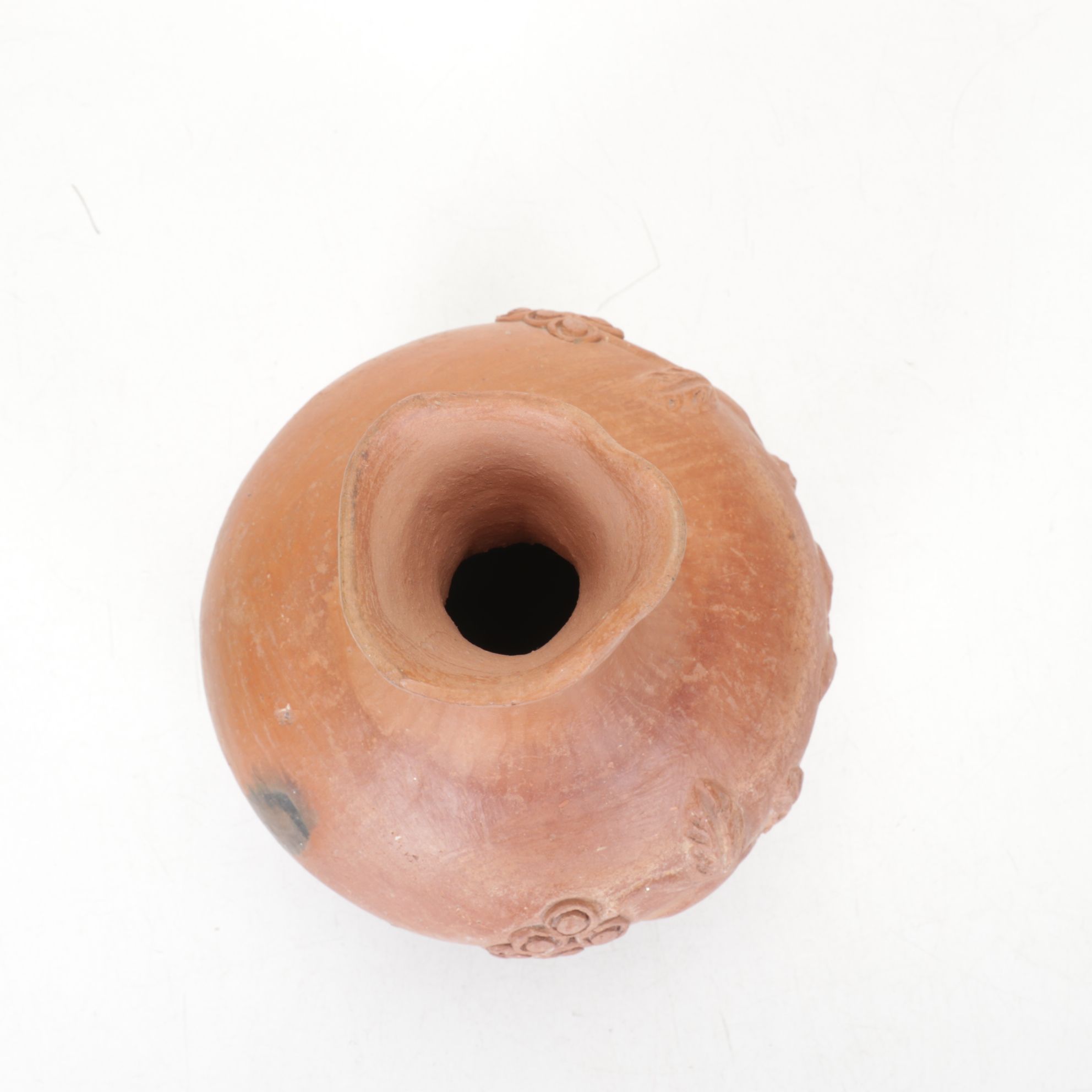 Handcrafted Terracotta Bottle Vase with Bamboo Platter