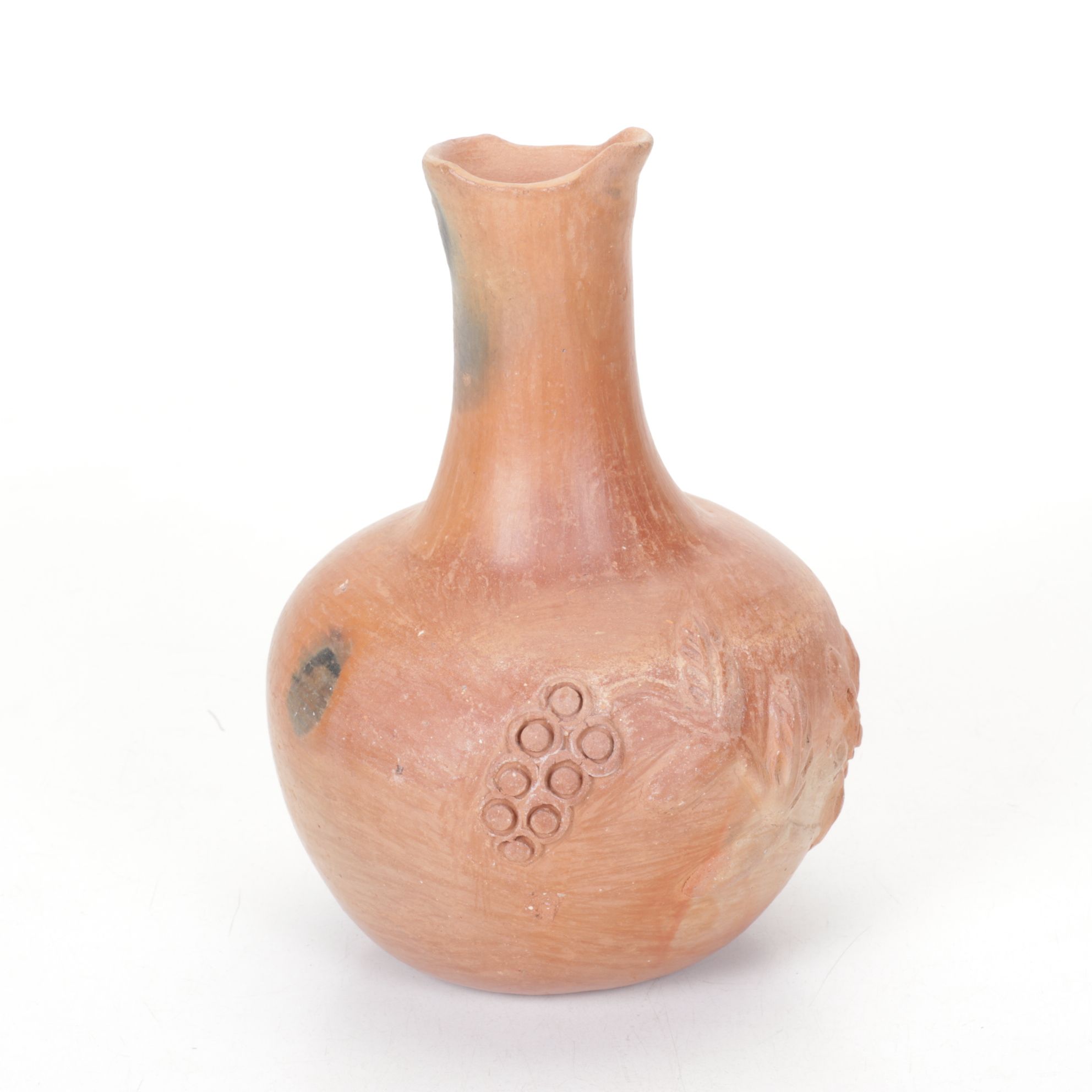 Handcrafted Terracotta Bottle Vase with Bamboo Platter