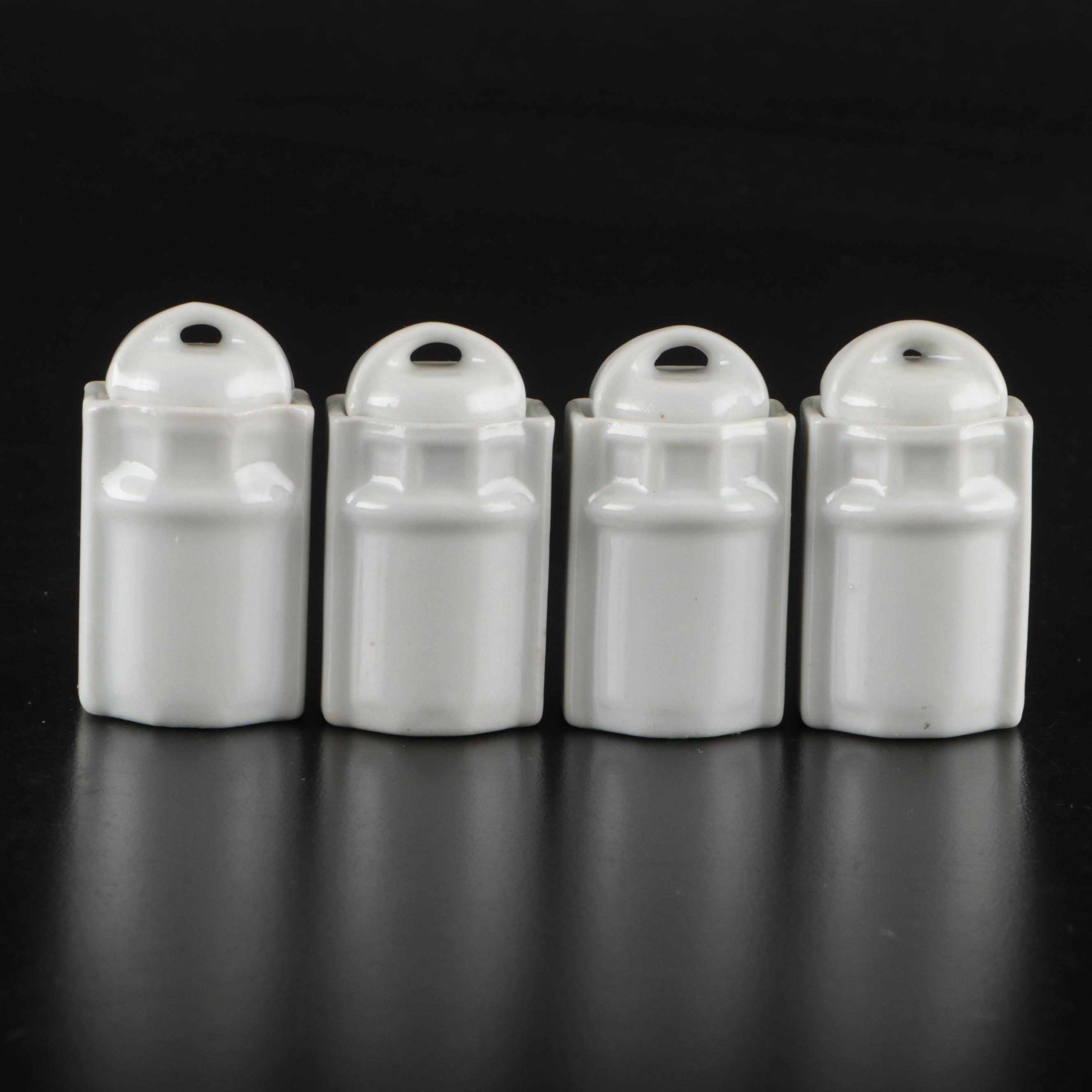 German Hand-Painted Porcelain Kitchen Canister and Spice Set for Dolls