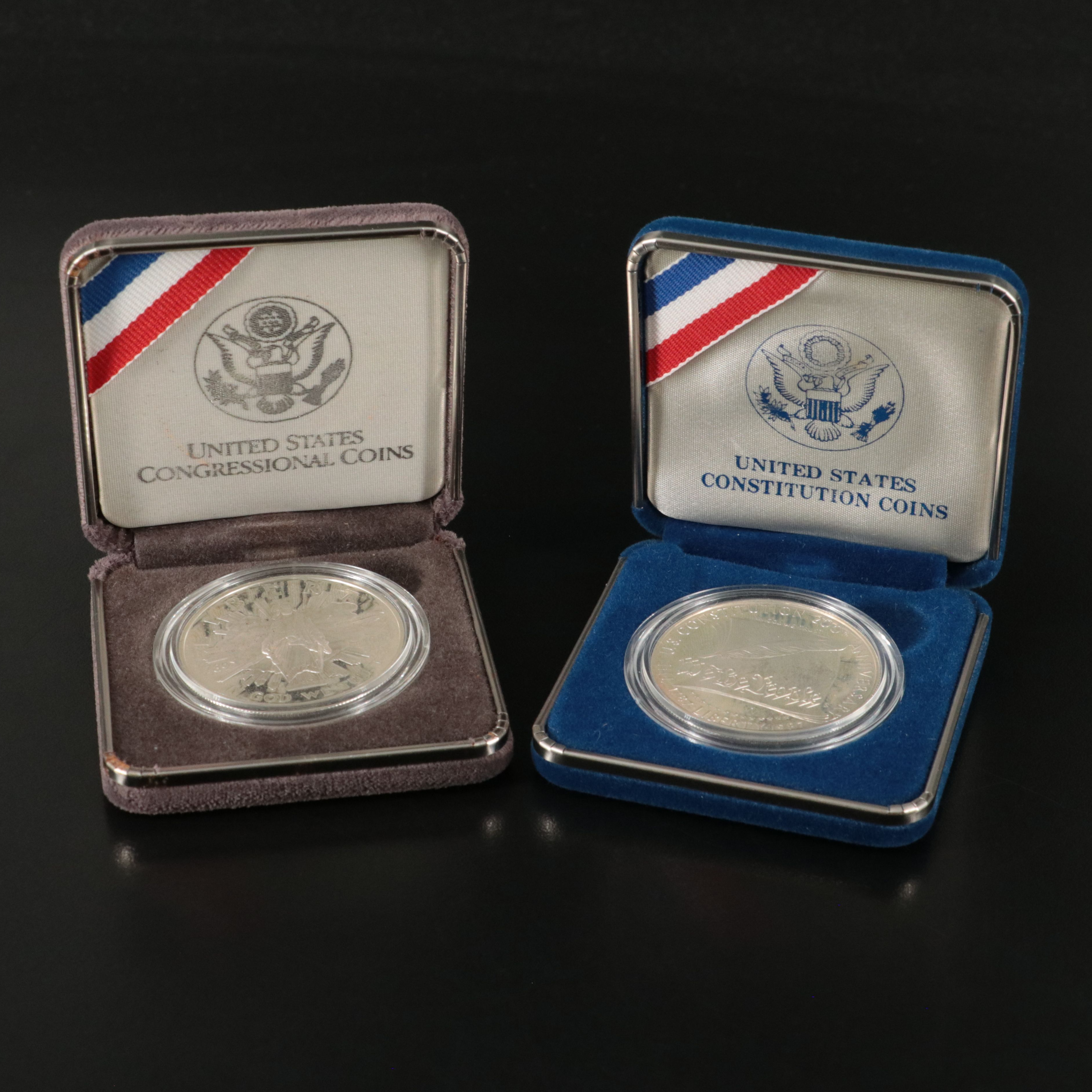 Two Proof Modern U.S. Commemorative Silver Dollars