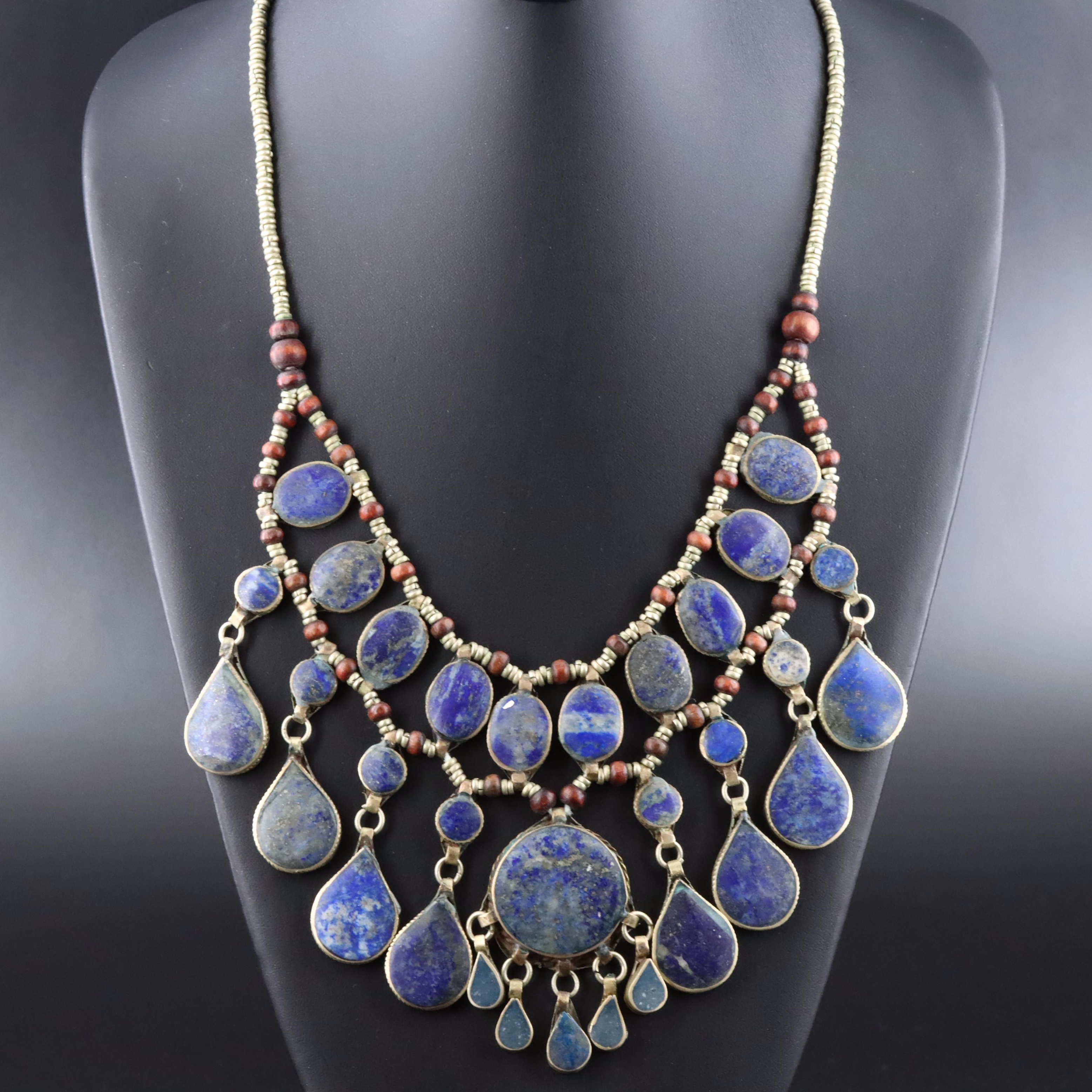 Afghan Kuchi Lapis Lazuli Layered Bead Necklace